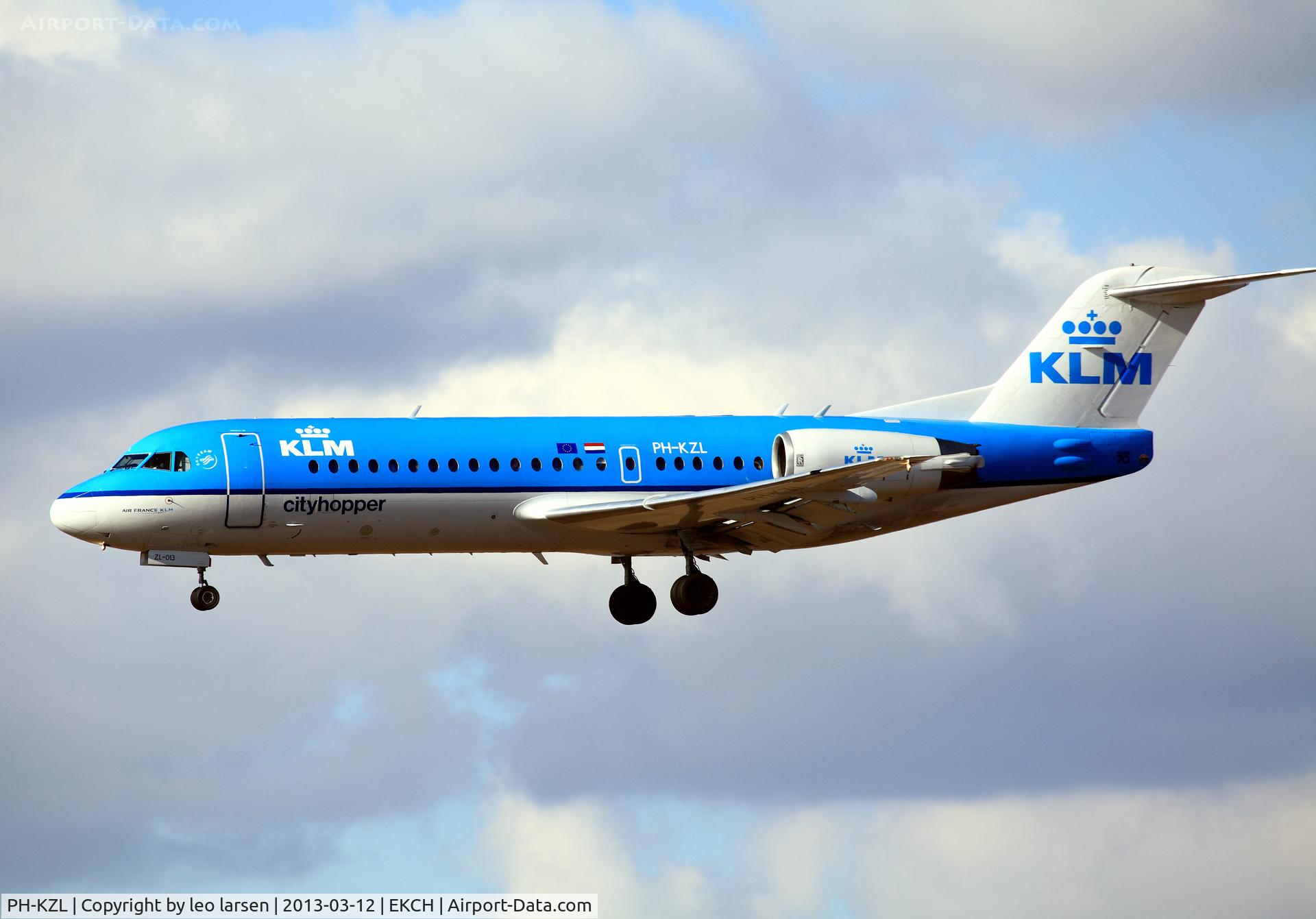 PH-KZL, 1995 Fokker 70 (F-28-0070) C/N 11536, APP to R-22L Copenhagen Kastrup 12.3.13