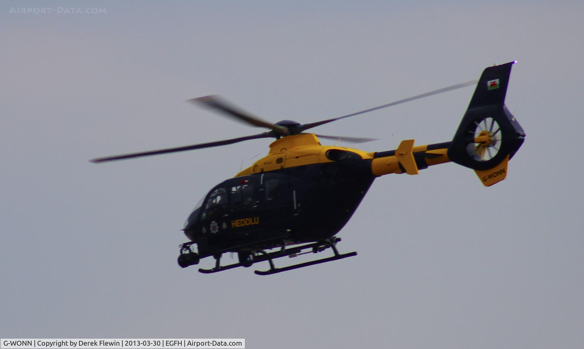 G-WONN, 2007 Eurocopter EC-135T-2+ C/N 0597, SWP heli departing EGFH to the East.
