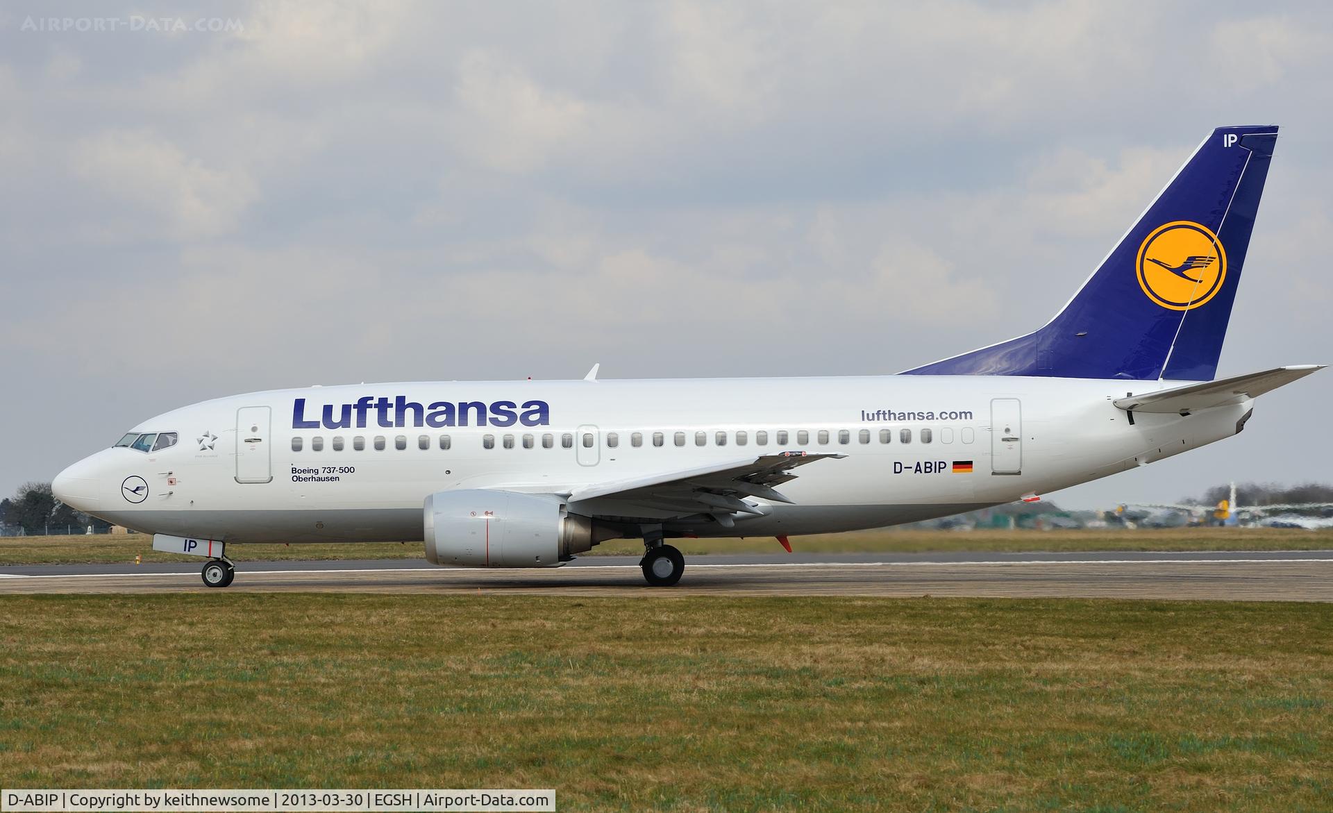 D-ABIP, 1991 Boeing 737-530 C/N 24940, Leaving following re-spray.