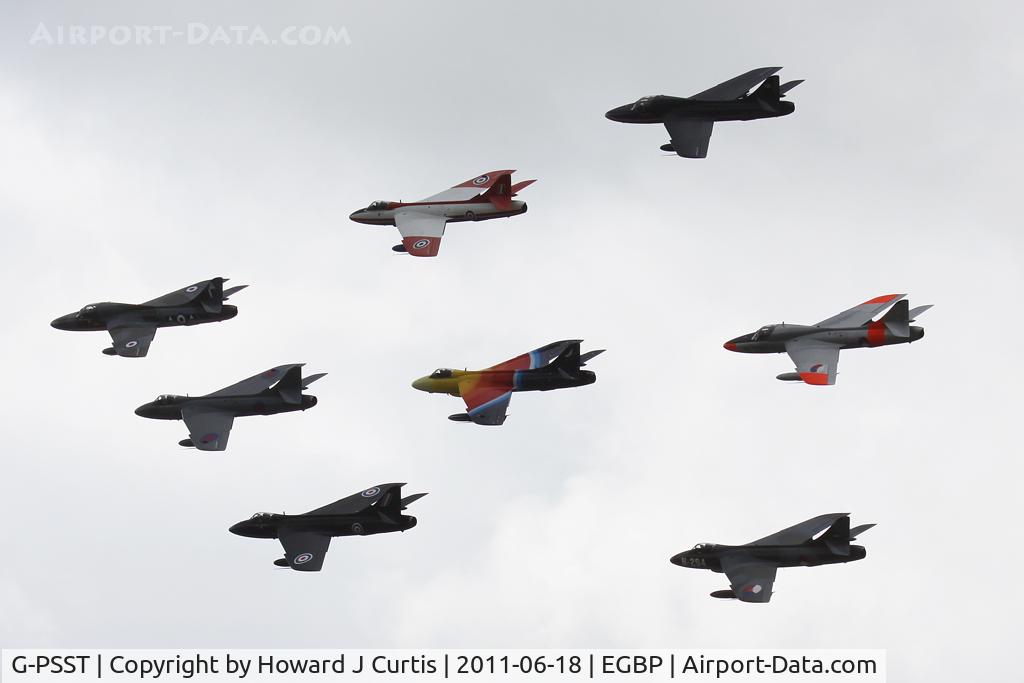 G-PSST, 1959 Hawker Hunter F.58A C/N HABL-003115, Eight Hunters in formation.