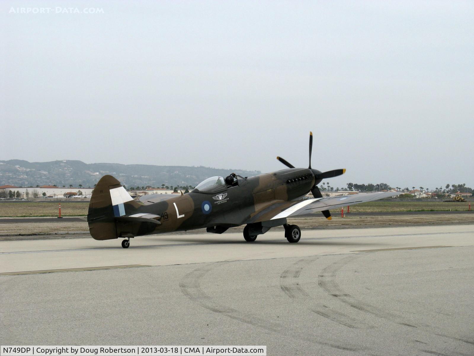 N749DP, 1945 Supermarine Spitfire XIV C/N 6S/583887, 1983 Vickers/Supermarine SPITFIRE Mk XIV, Rolls Royce GRIFFON 65 V-12 2,050 Hp, taxi back after escorting N529B B-29 'FIFI' in formation over-flights