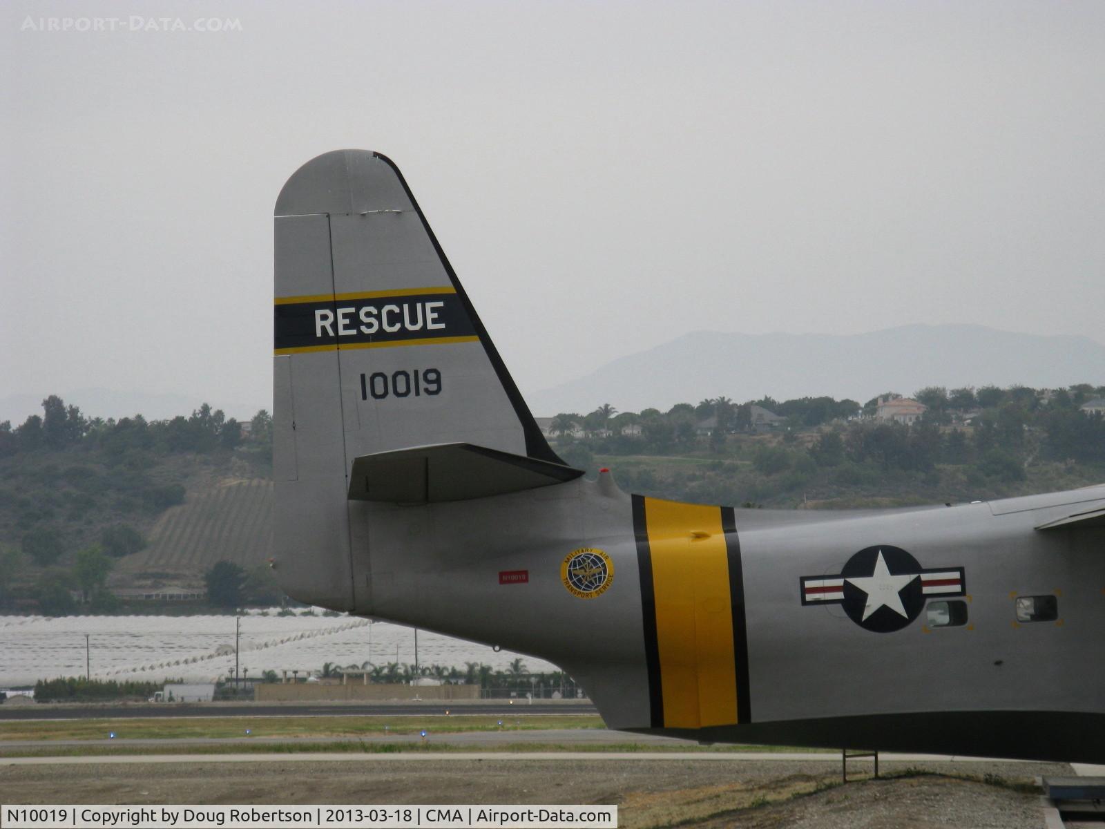 N10019, 1951 Grumman HU-16E Albatross C/N G 92/40B, 1951 Grumman HU-16B ALBATROSS, two Wright R-1820-76A Cyclone 9 cylinder radial 1,425 Hp each. MATS logo/ USAF livery at Sun Air Jets ramp. Experimental class. Guam based.