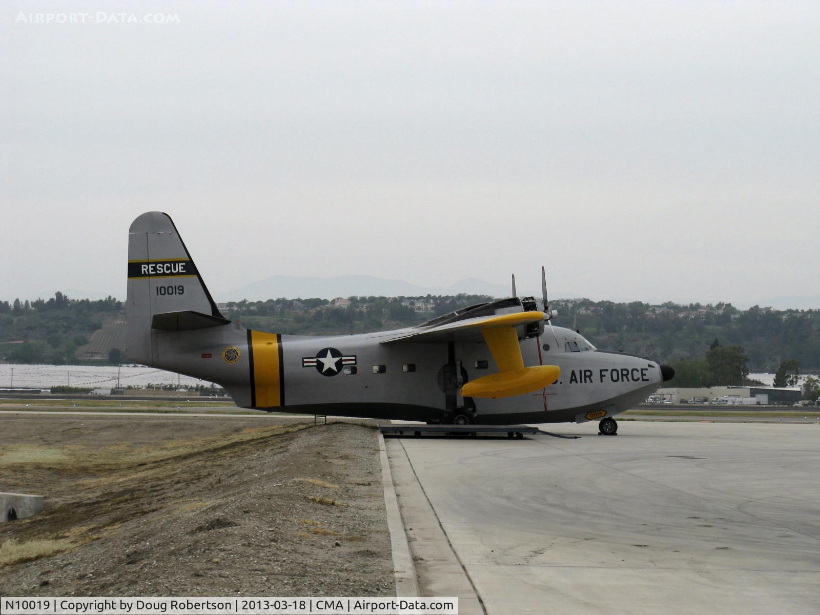N10019, 1951 Grumman HU-16E Albatross C/N G 92/40B, 1951 Grumman HU-16B ALBATROSS, two Wright R-1820-76A Cyclone 9 cylinder radials 1,425 Hp each, in USAF MATS livery. Experimental class amphibian. Guam based. At Sun Air Jets ramp.