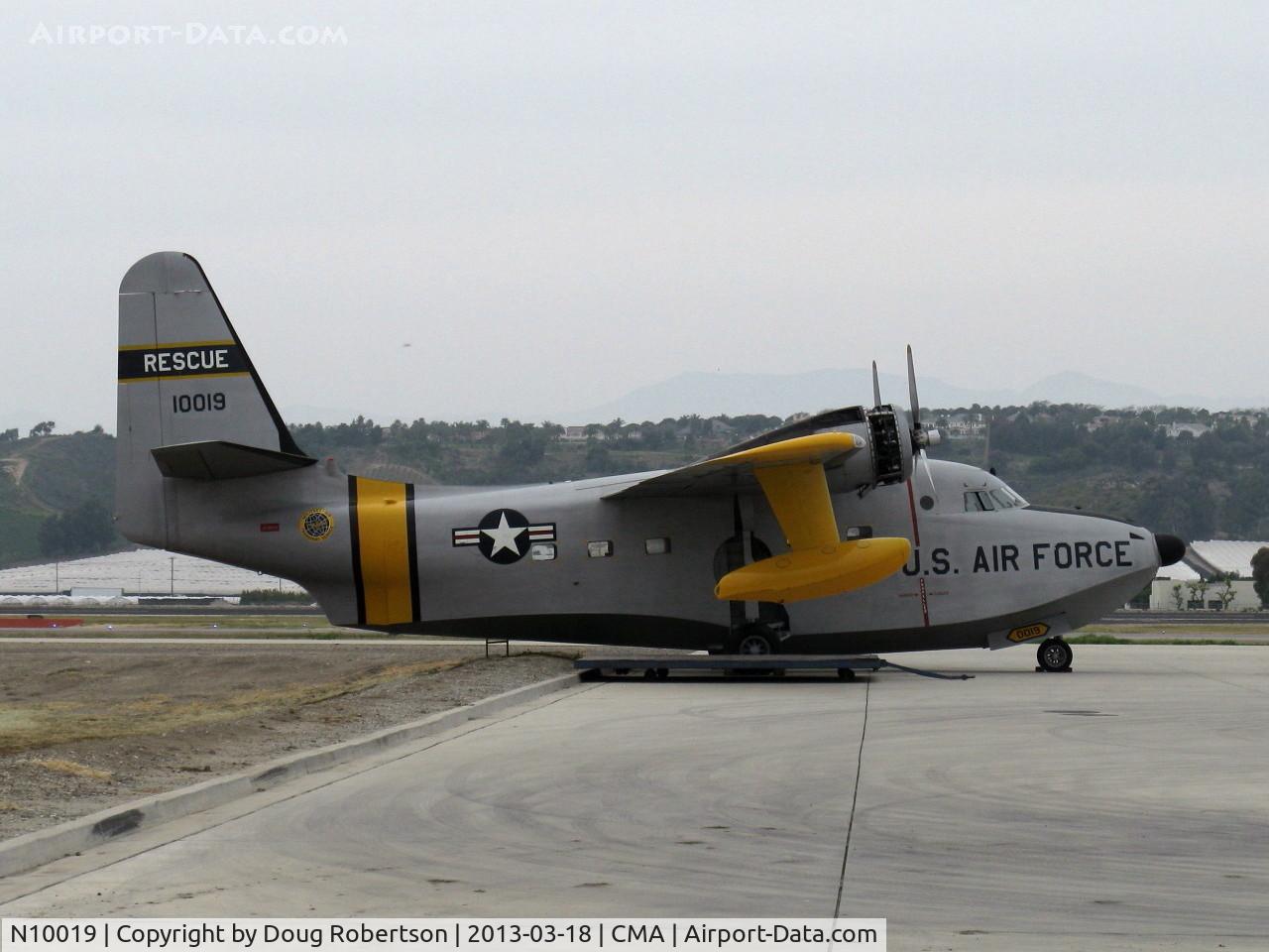 N10019, 1951 Grumman HU-16E Albatross C/N G 92/40B, 1951 Grumman HU-16B ALBATROSS, two Wright R-1820-76A Cyclone 9 cylinder radials, 1,425 Hp each, engine cowls partly off for maintenance? At Sun Air Jets ramp. Guam based. Experimental class.