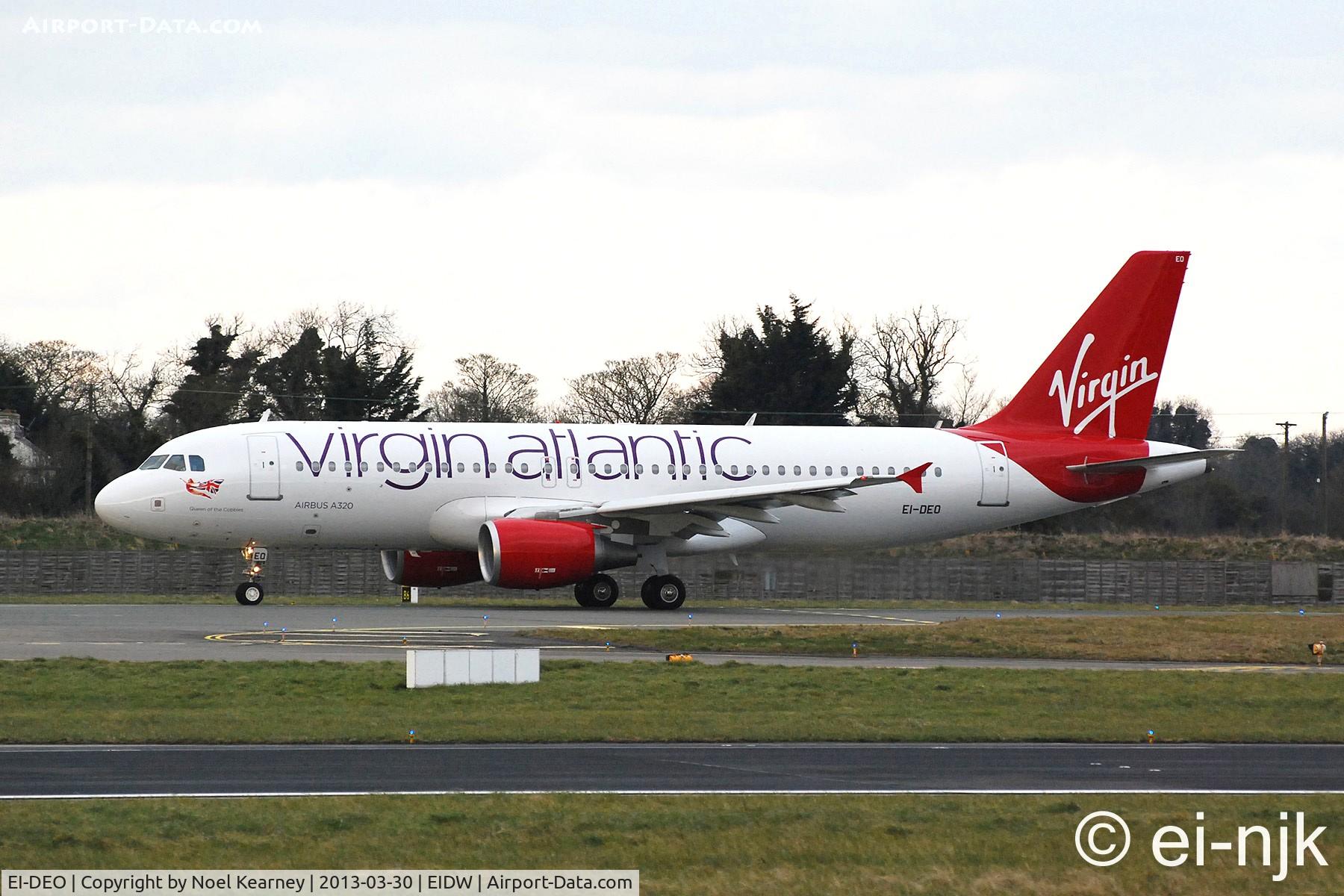 EI-DEO, 2005 Airbus A320-214 C/N 2486, About to depart off Rwy 10 at Dublin, bound for Manchester on a 3-year lease to Virgin Atlantic Airways.