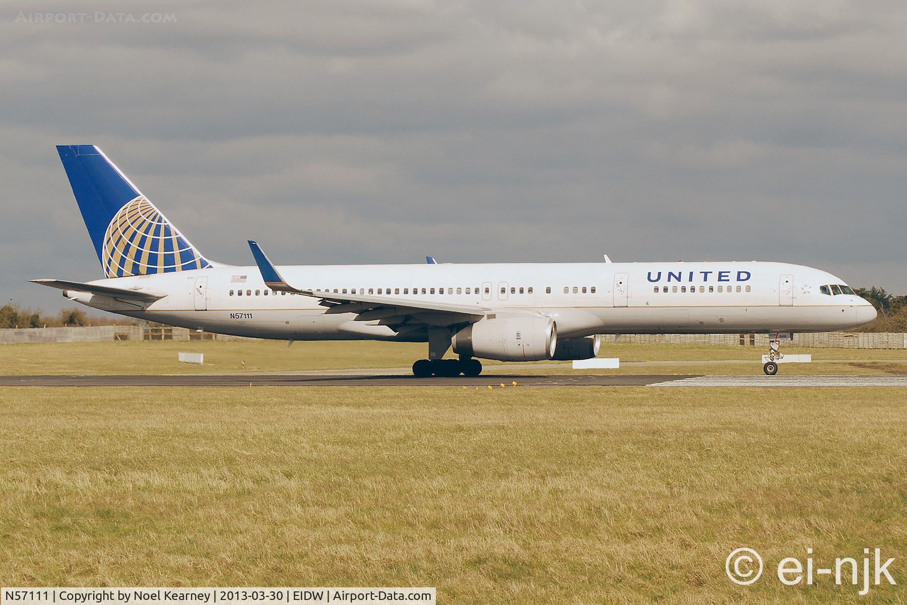 N57111, 1994 Boeing 757-224 C/N 27301, About to depart off Rwy 10 at Dublin bound for Washington Dulles.