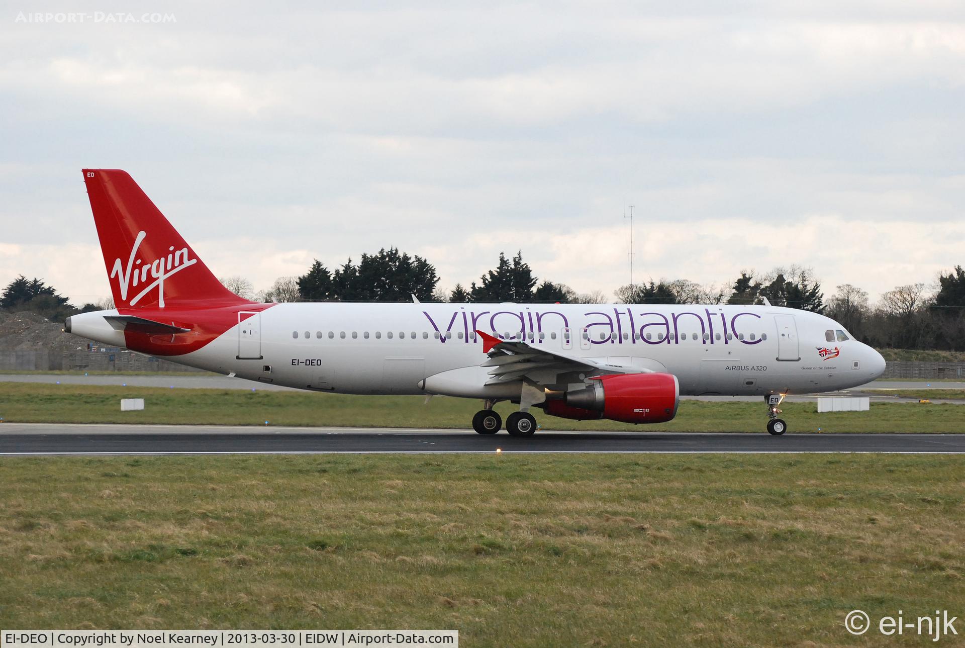 EI-DEO, 2005 Airbus A320-214 C/N 2486, About to depart off Rwy 10 at Dublin, bound for Manchester on a 3-year lease to Virgin Atlantic Airways.