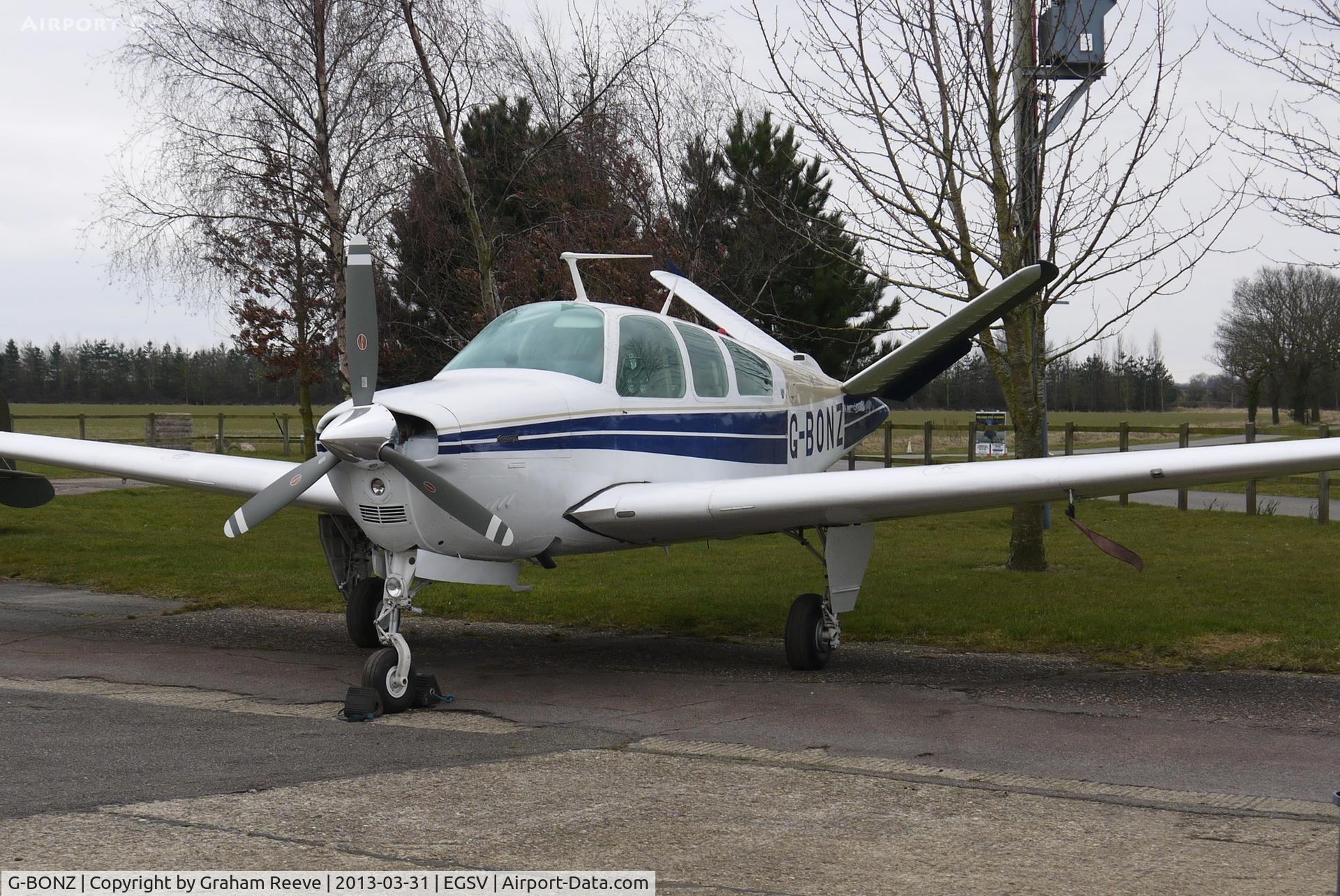 G-BONZ, 1979 Beech V35B Bonanza C/N D-10282, Parked at Old Buckenham.