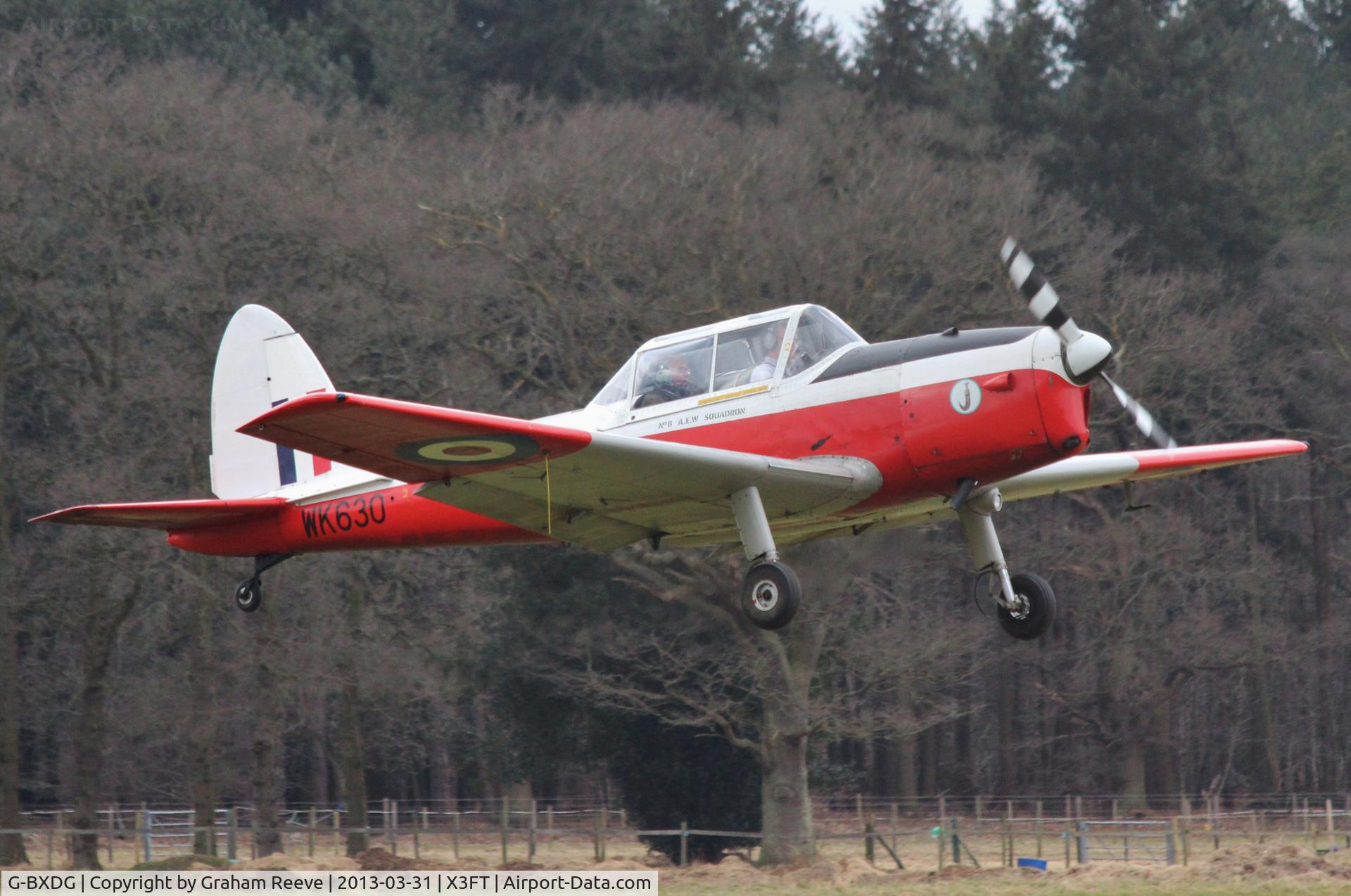 G-BXDG, 1950 De Havilland DHC-1 Chipmunk T.10 C/N C1/0644, Taking off from Felthorpe.