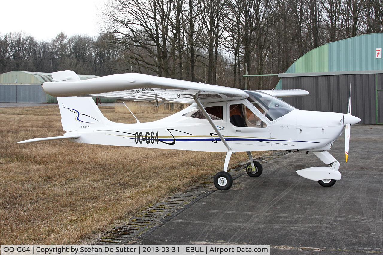 OO-G64, 2010 Tecnam P-92 Echo C/N 1350, Parked at Aeroclub Brugge.