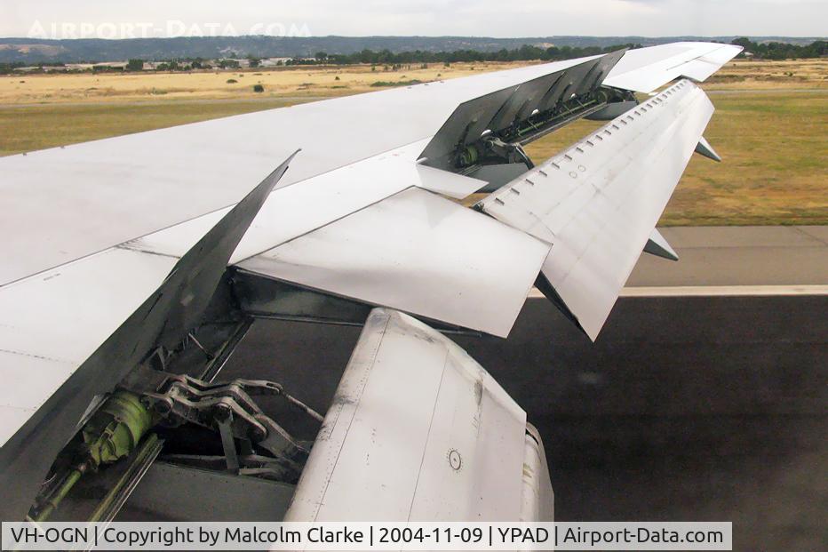 VH-OGN, 1994 Boeing 767-338 C/N 25576, Qantas Boeing 767-338 lands at Adelaide International, November 9th 2004.