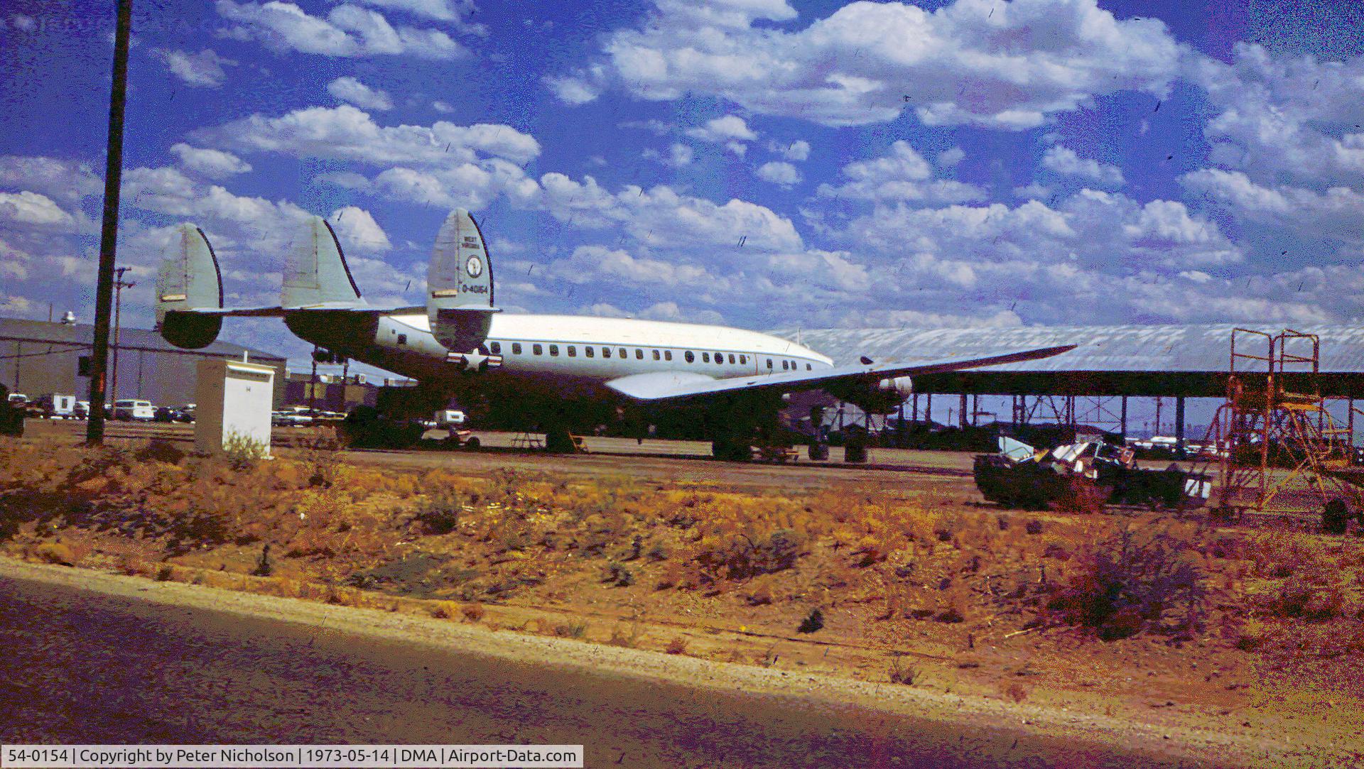 54-0154, 1954 Lockheed C-121C Super Constellation (L-1049F) C/N 1049F-4173, C-121C Super Constellation of 167th Military Airlift Squadron West Virginia ANG in storage at what was then known as the Military Aircraft Storage & Disposition Centre - MASDC - in May 1973.
