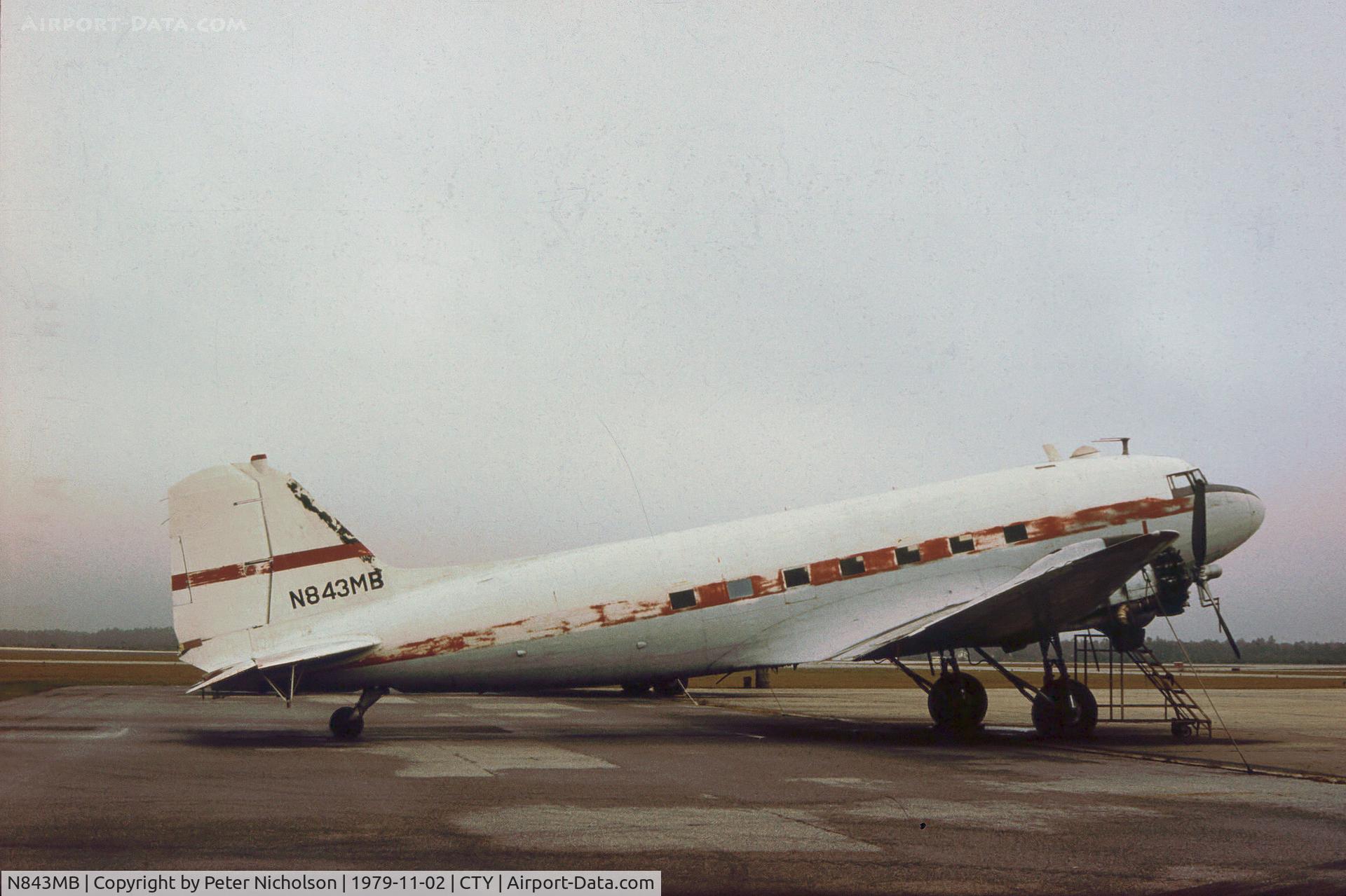 N843MB, 1942 Douglas DC-3 C/N 17218, This DC-3 of Mosquito Control was seen at Panama City Airport in November 1979.
