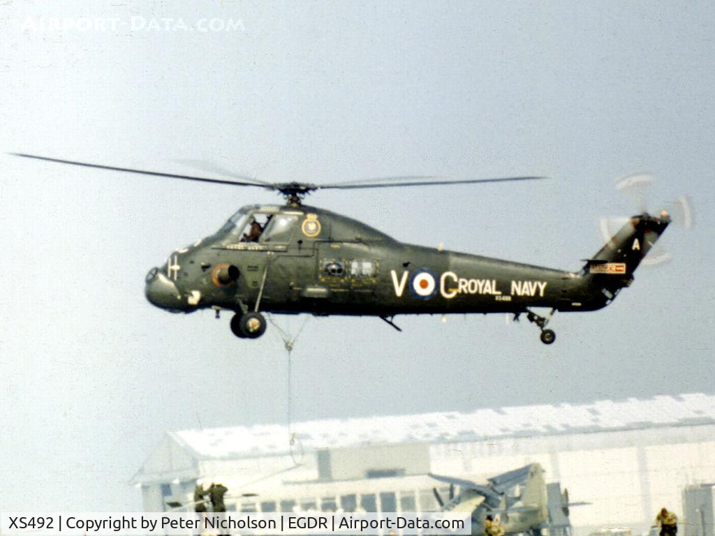 XS492, 1964 Westland Wessex HU.5 C/N WA166, Wessex HU.5 of 848 Squadron in action at the 1972 RNAS Culrose Airshow.