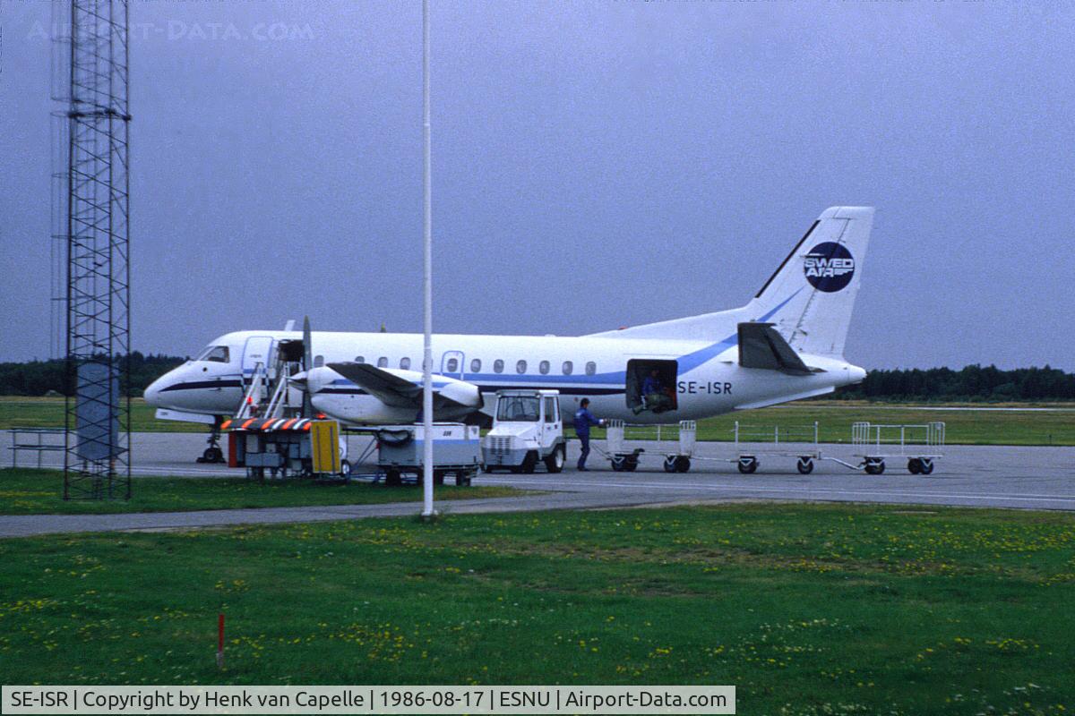 SE-ISR, 1984 Saab SF340A C/N 340A-017, Swedair Saab 340A being unloaded at Umeå airport, in the north of Sweden.