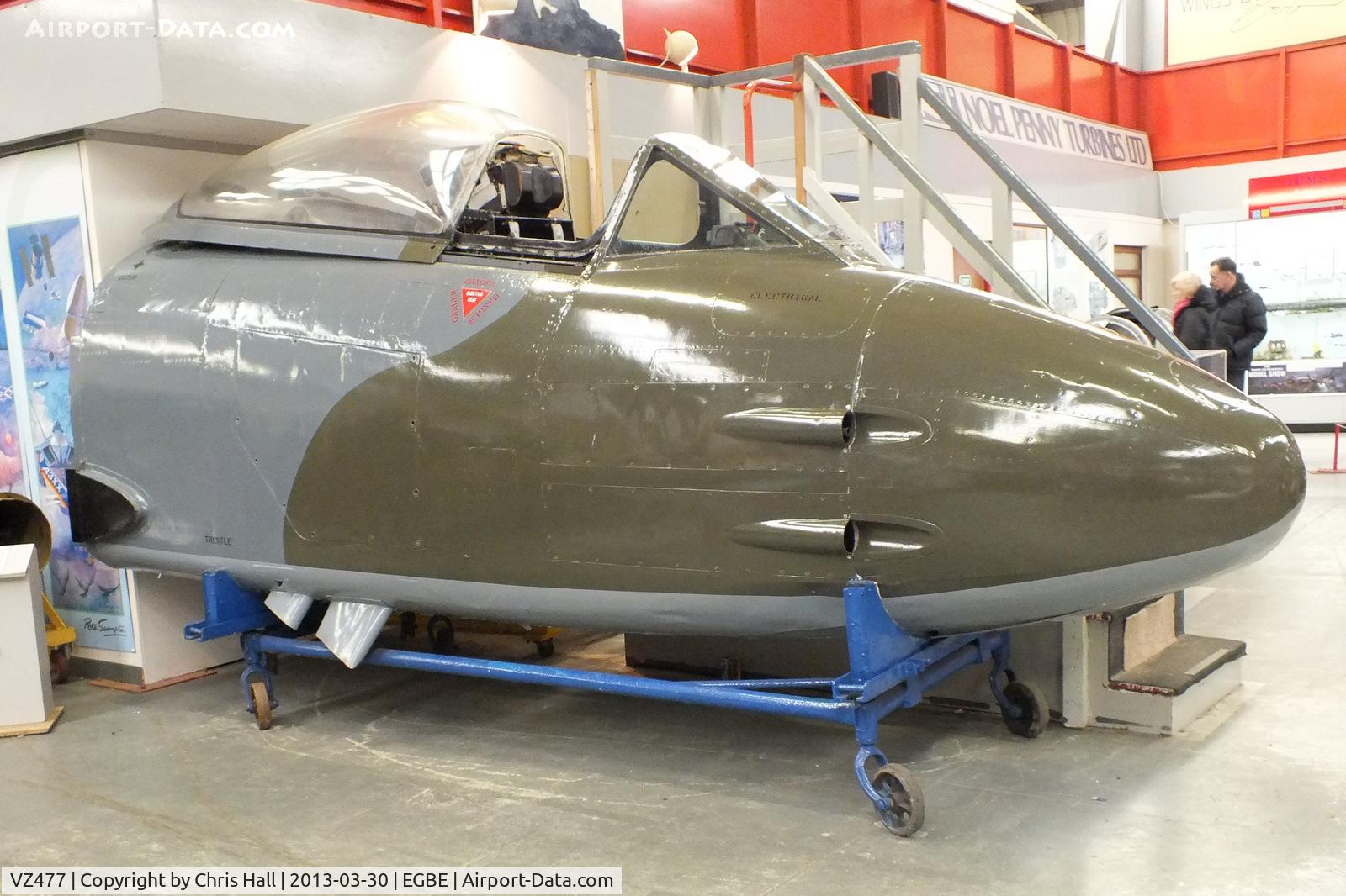 VZ477, Gloster Meteor F.4 C/N Not found VZ477, cockpit preserved at the Midland Air Museum