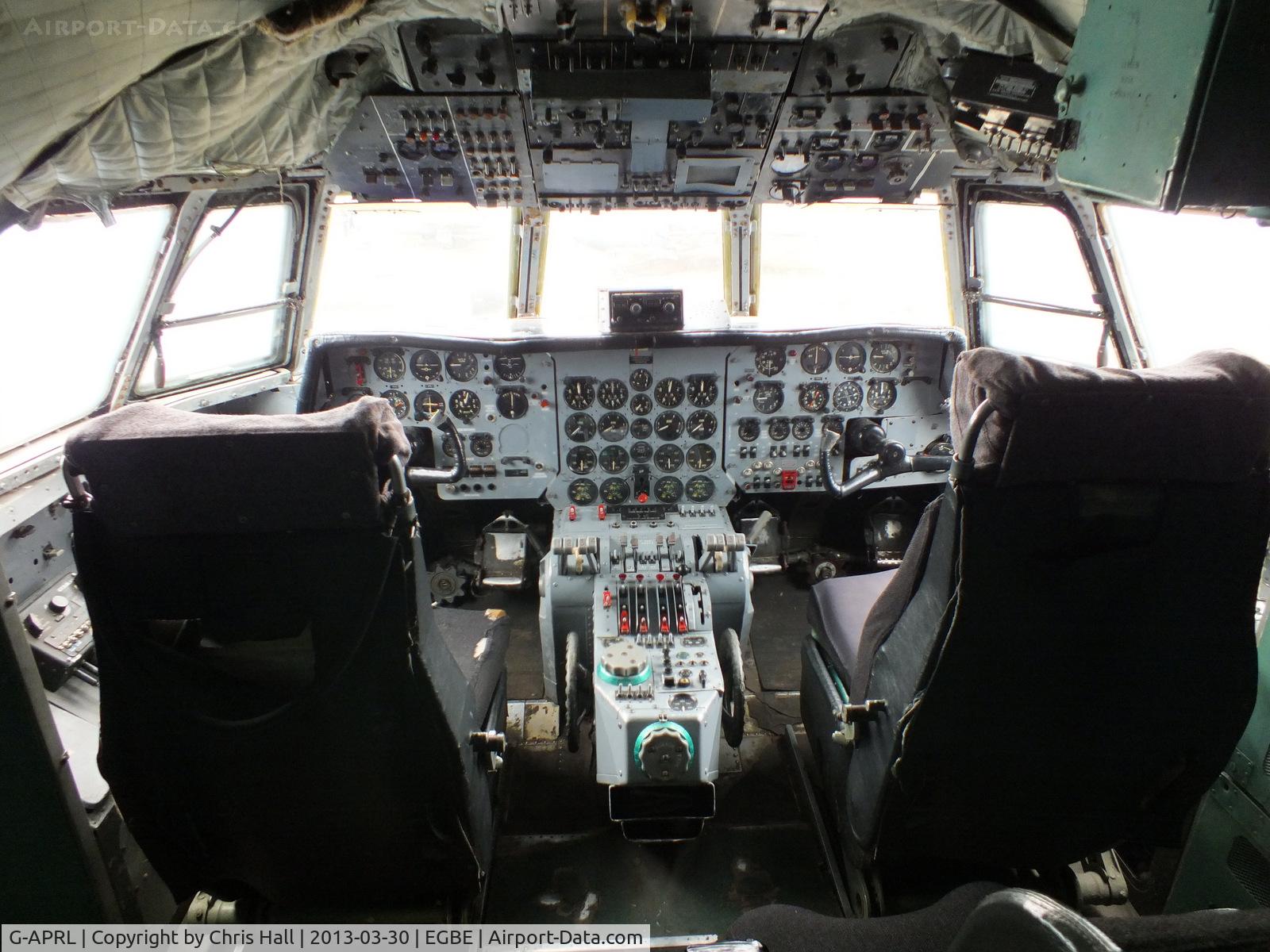 G-APRL, 1959 Armstrong Whitworth AW650 Argosy 101 C/N 6652, cockpit of Argosy G-APRL preserved at the Midland Air Museum