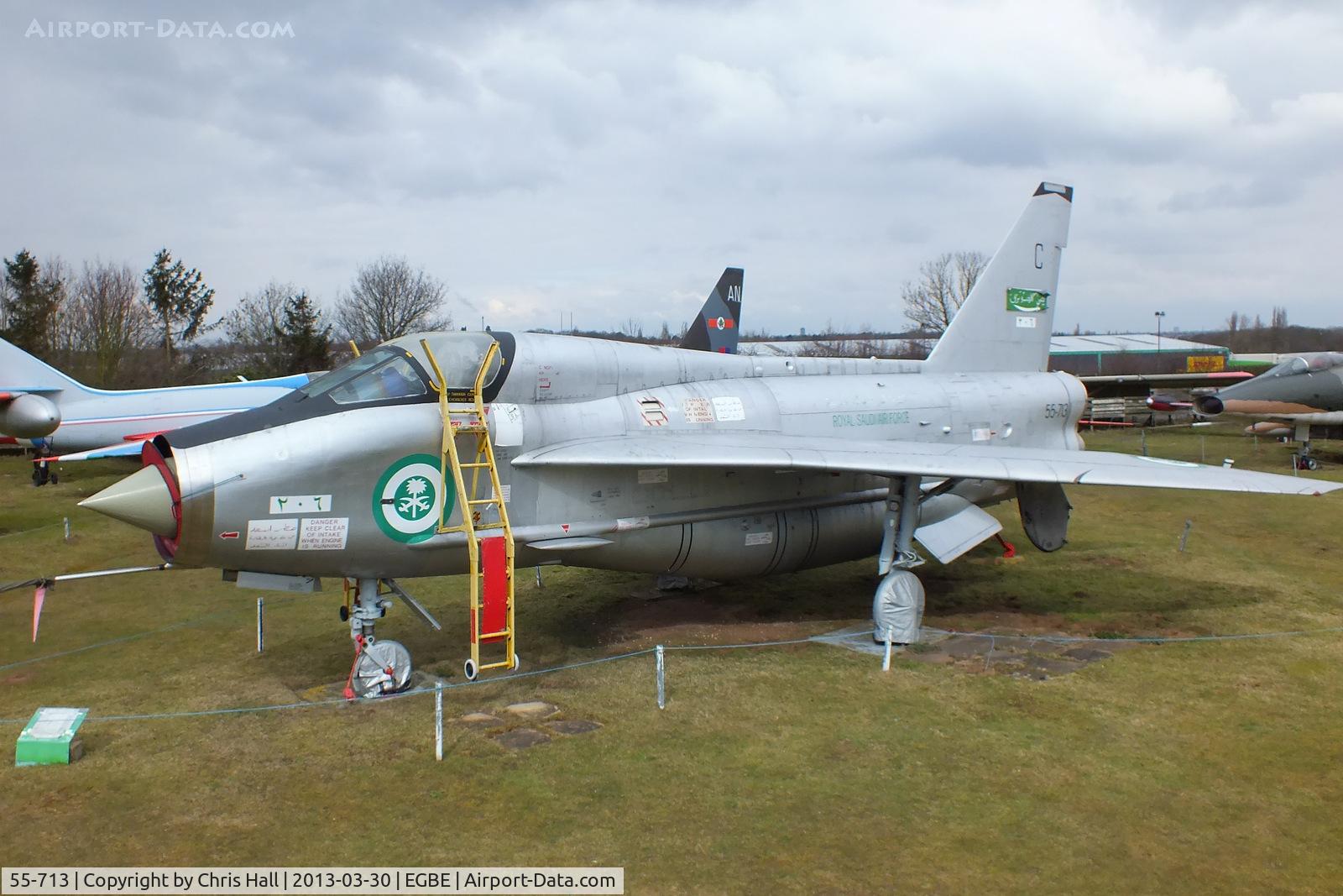55-713, English Electric Lightning T.55 C/N 95026, preserved at the Midland Air Museum