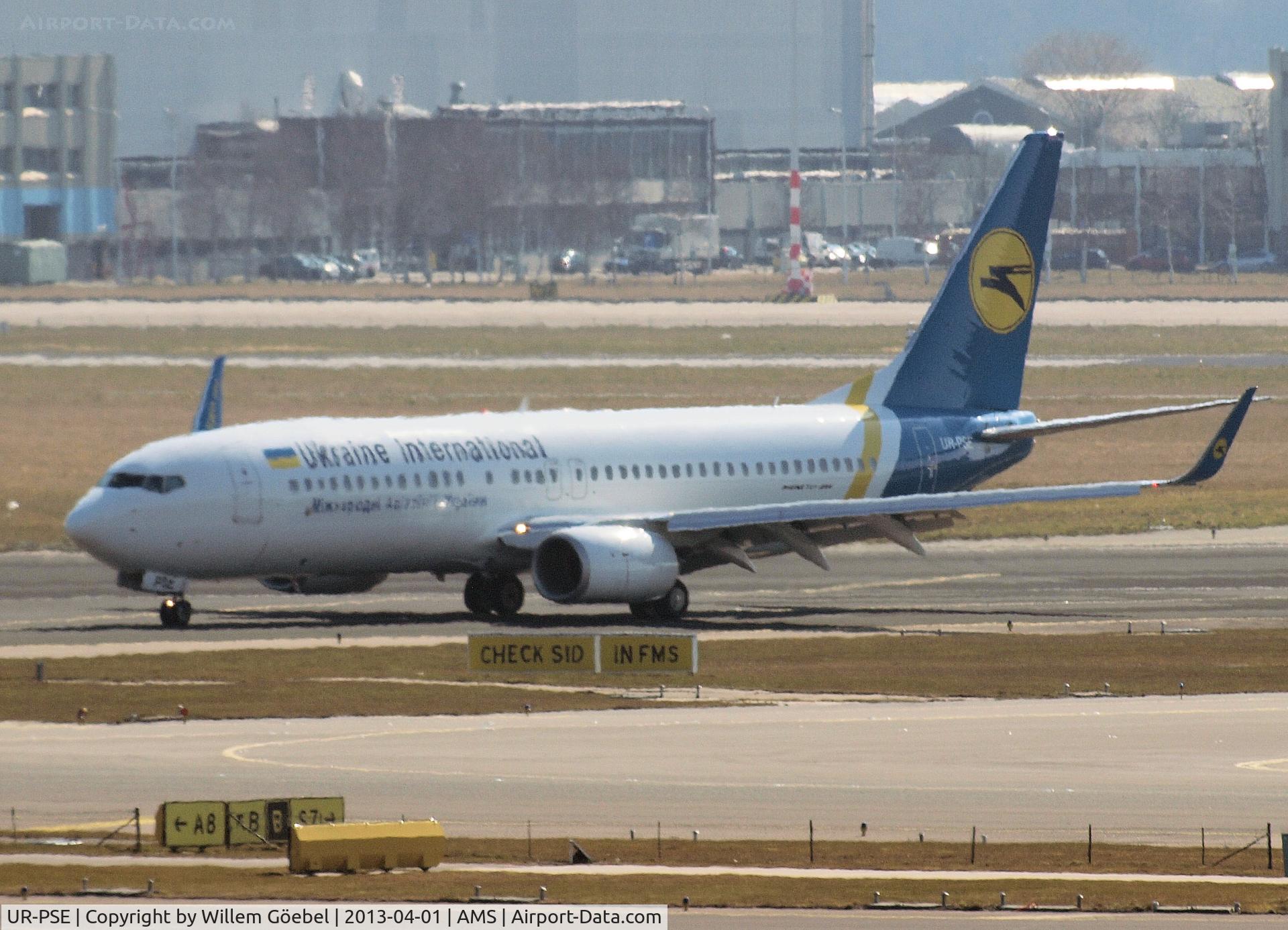 UR-PSE, 2012 Boeing 737-84R C/N 38119, Arrival on Schiphol Airport and taxi to the gate