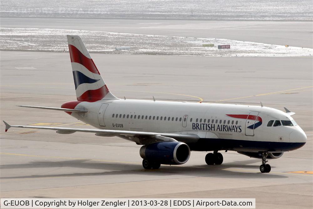 G-EUOB, 2001 Airbus A319-131 C/N 1529, Arrival from LHR on apron west...