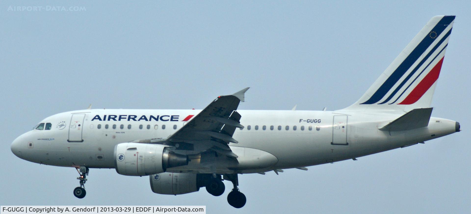 F-GUGG, 2004 Airbus A318-111 C/N 2317, Air France, is approaching Frankfurt Int´l (EDDF)