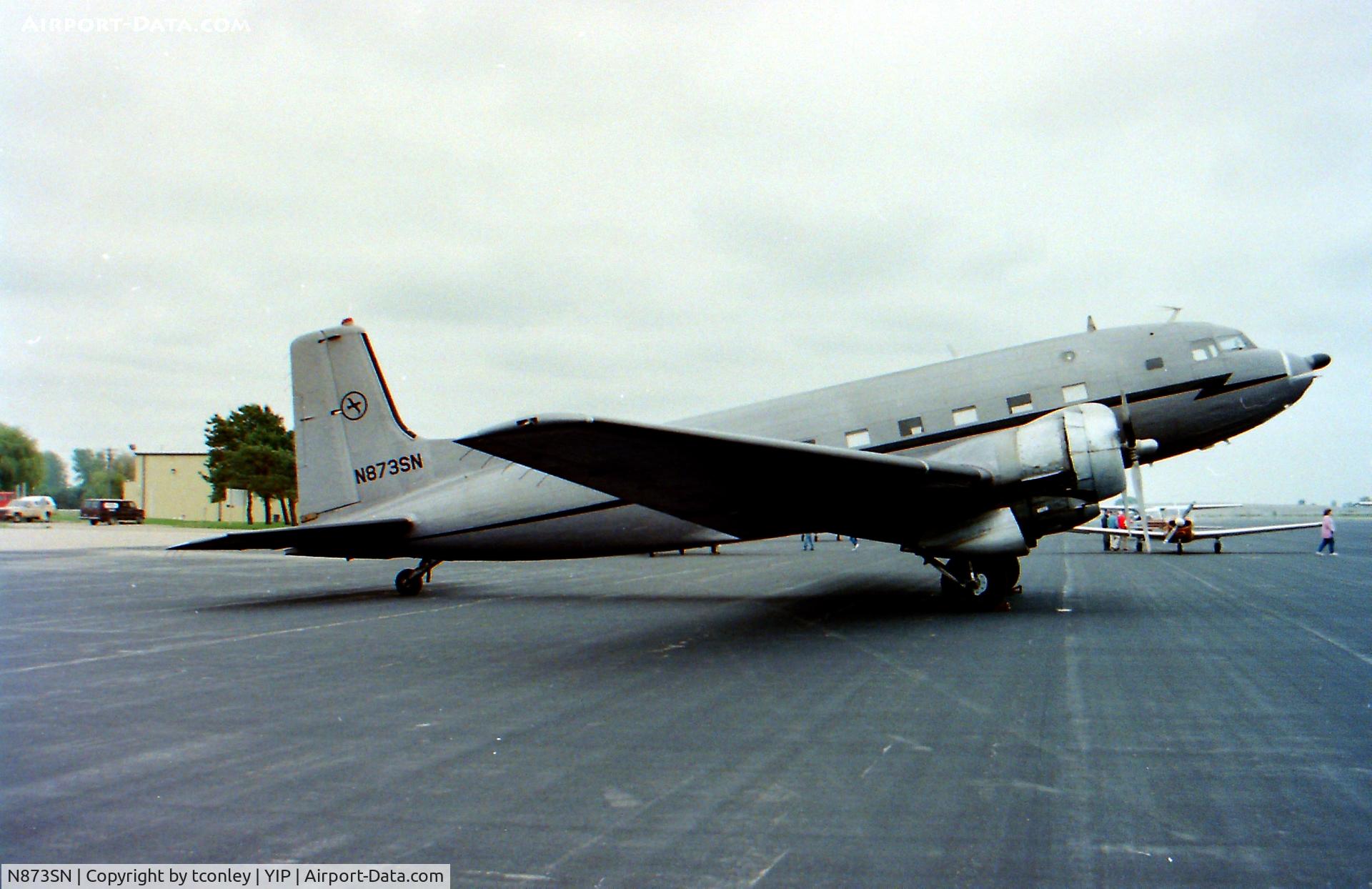 N873SN, 1952 Douglas C-117D Skytrain C/N 43327, Taken @ YIP Summer 1988