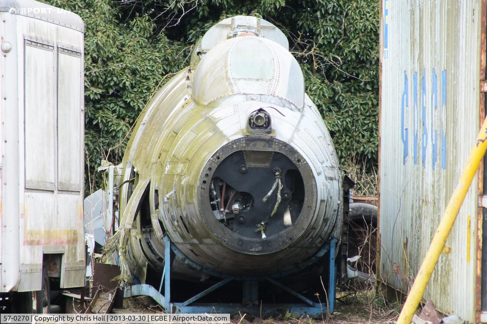 57-0270, 1957 McDonnell F-101B Voodoo C/N 448, used by the Coventry airfield fire crews as a rescue training aid for many years, now in the storage area at the Midland Air Museum