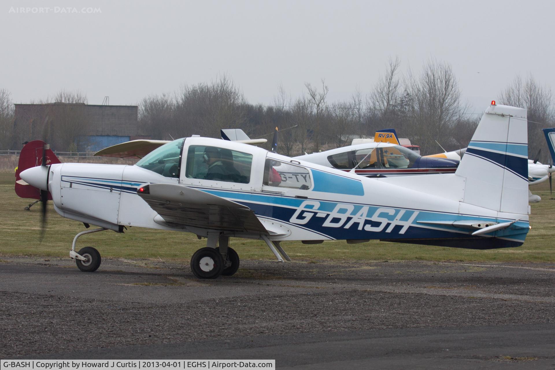G-BASH, 1973 Grumman American AA-5 Traveler C/N AA5-0319, At the LAA Fly-In and HMS Dipper 70th Anniversary Event. Privately owned.