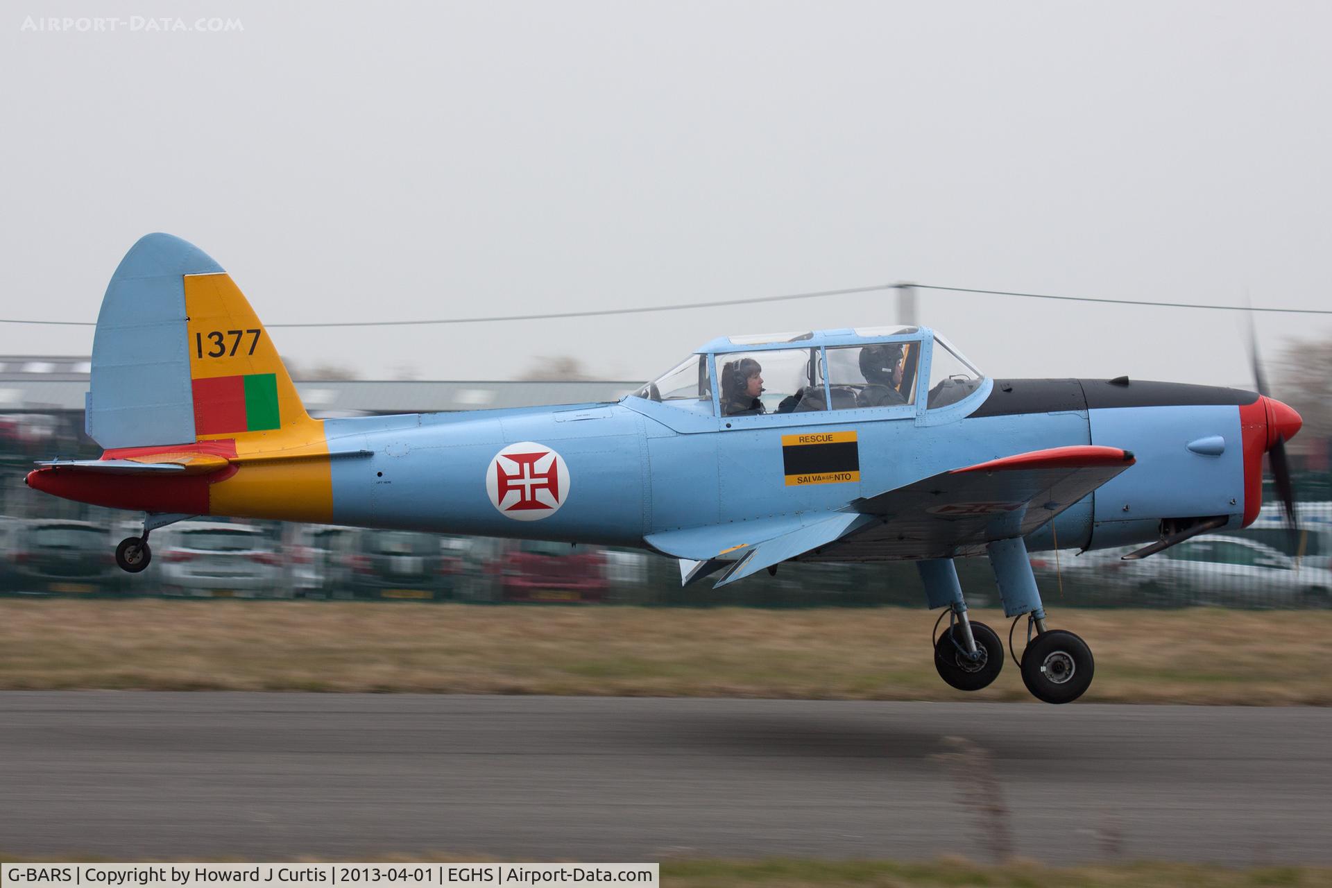 G-BARS, 1952 De Havilland DHC-1 Chipmunk T.10 C/N C1/0557, At the LAA Fly-In and HMS Dipper 70th Anniversary Event. Privately owned. Painted in Portuguese markings as 1377.