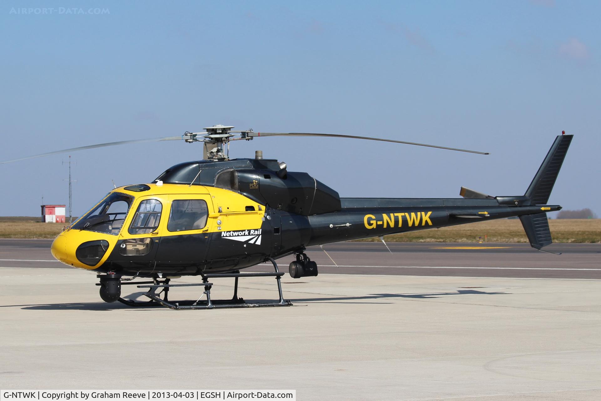 G-NTWK, 1986 Aerospatiale AS-355F-1 Twin Squirrel C/N 5347, Parked at Norwich.