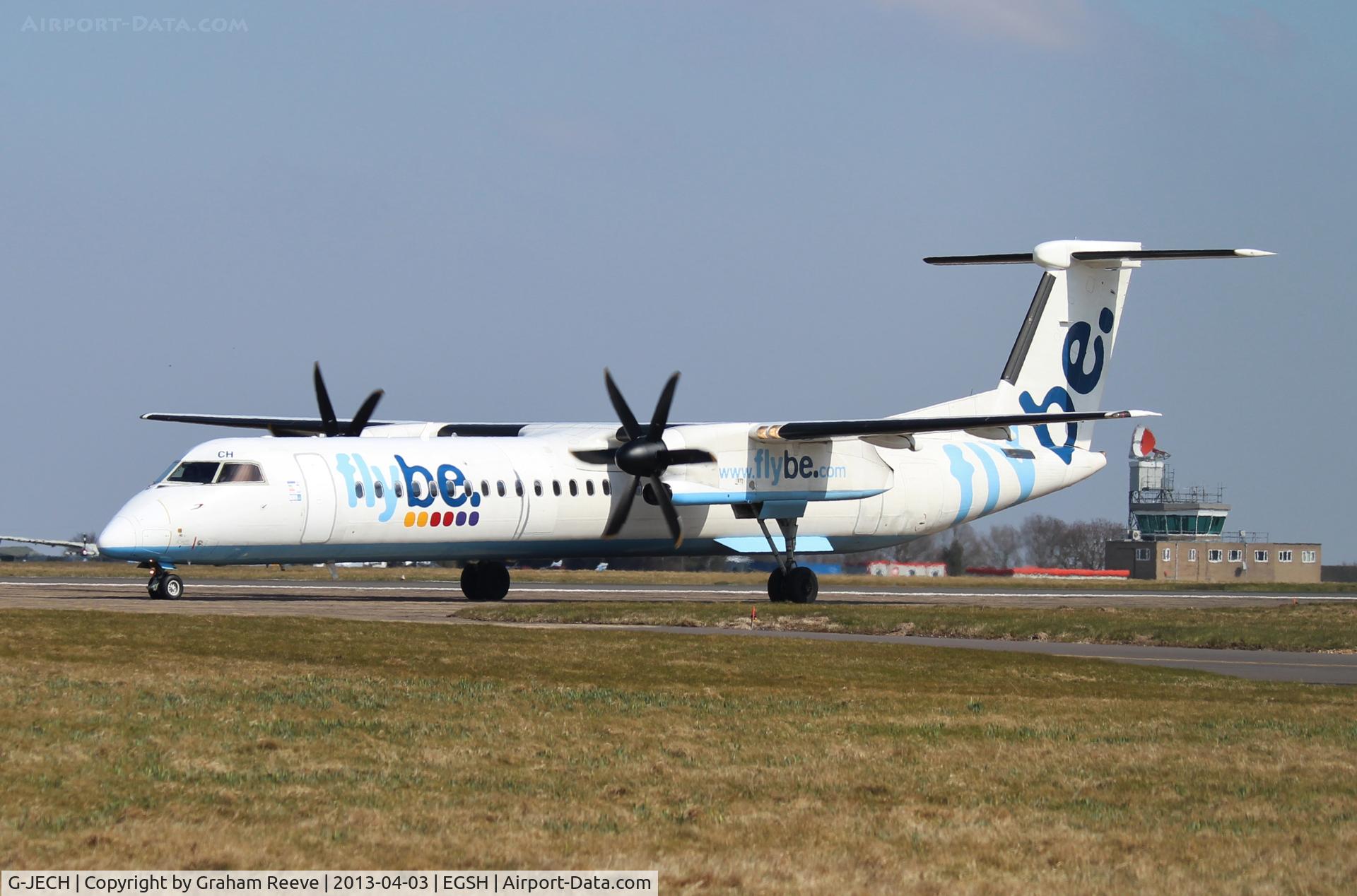 G-JECH, 2005 De Havilland Canada DHC-8-402Q Dash 8 C/N 4103, About to depart.