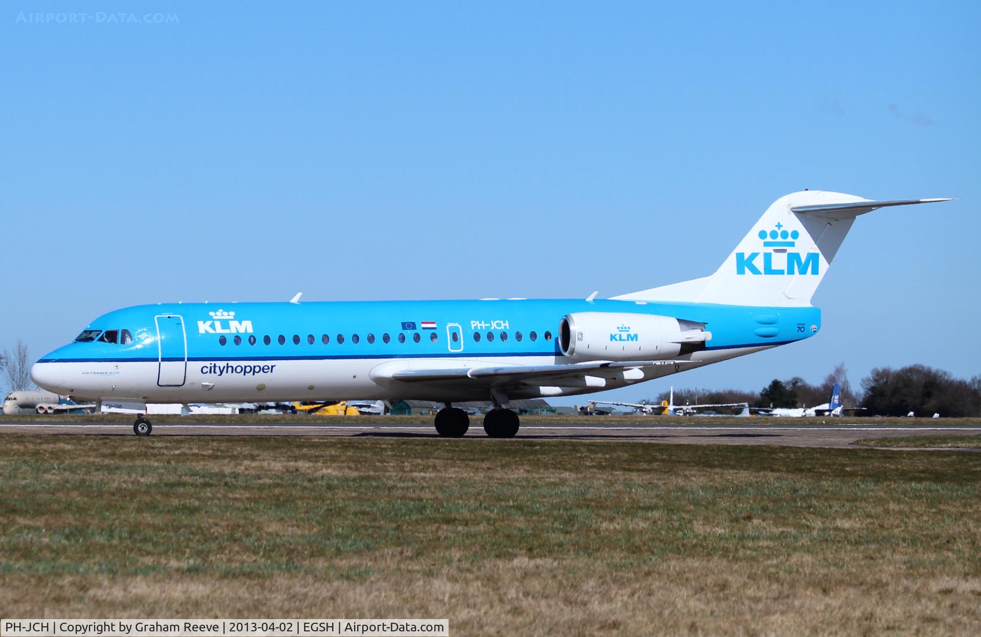 PH-JCH, 1994 Fokker 70 (F-28-0070) C/N 11528, About to depart.
