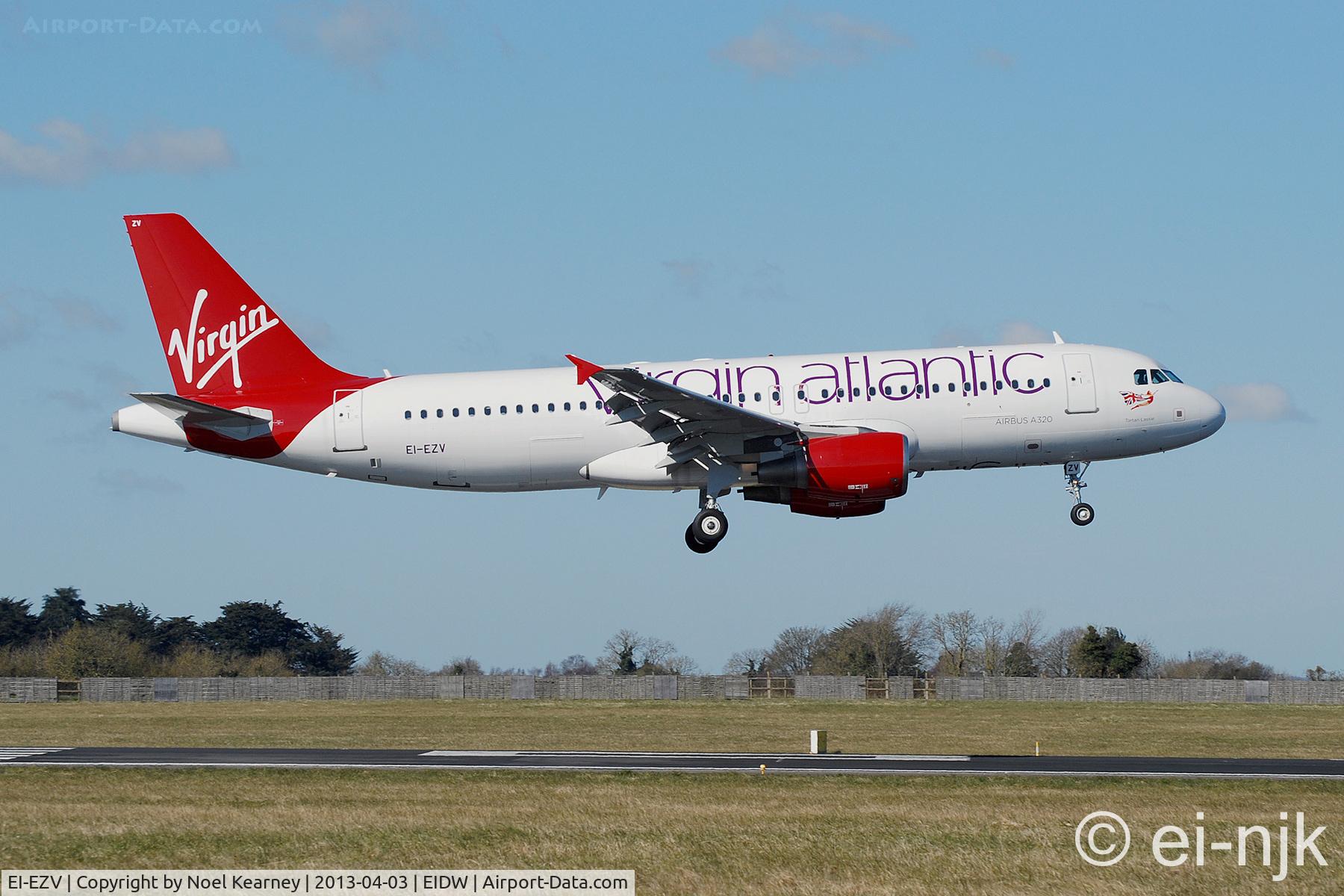 EI-EZV, 2003 Airbus A320-214 C/N 2001, EI-EZV landing at Dublin prior to delivery to Virgin Atlantic Airways.