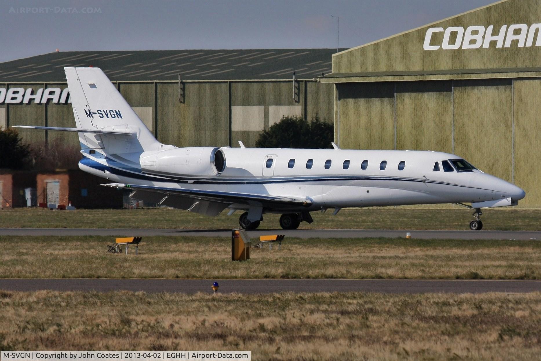 M-SVGN, 2008 Cessna 680 Citation Sovereign C/N 680-0198, Arriving on 08
