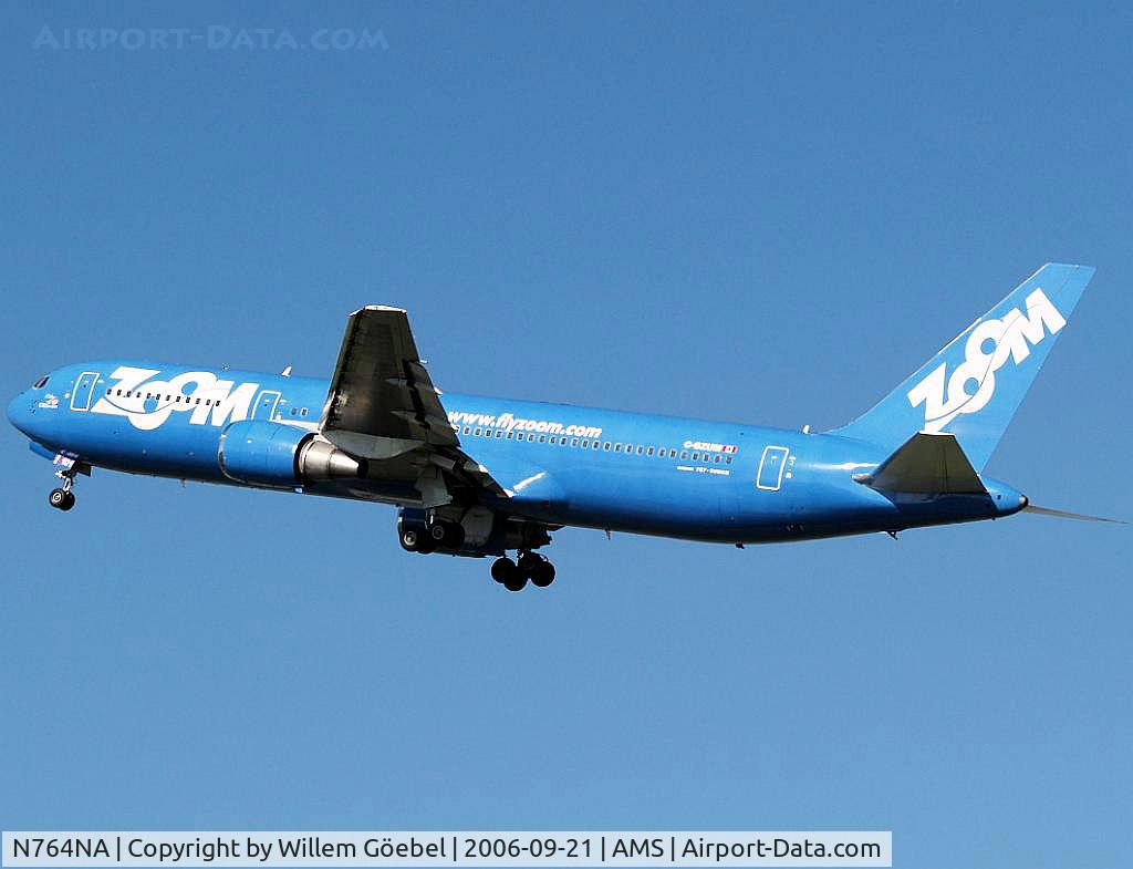 N764NA, 1993 Boeing 767-328 C/N 27135, Take off from Schiphol Airport from runway 24 with the reg 
C-GSUM of ZOOM Airlines
