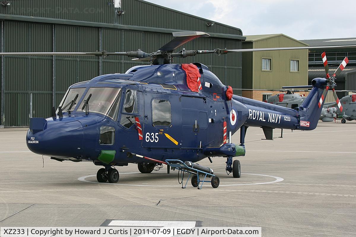 XZ233, 1977 Westland Lynx HAS.3S C/N 010, Lynx HAS.3. 635/702 Squadron. Painted in the original blue colour scheme for the 40th Anniversary of the Lynx celebrations. At Air Day.