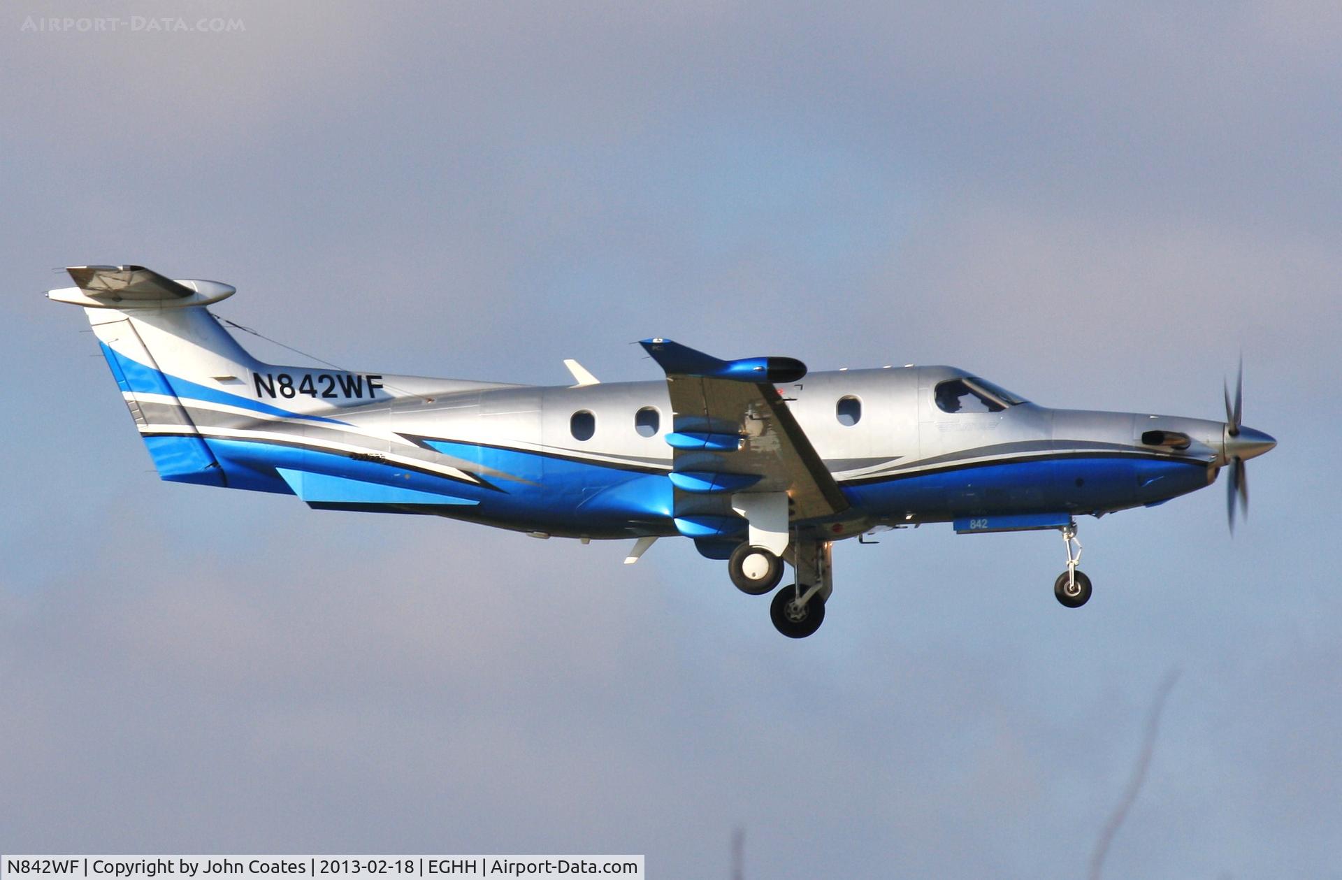 N842WF, 2007 Pilatus PC-12/47 C/N 842, About to land, visitor to D S Pilatus Centre