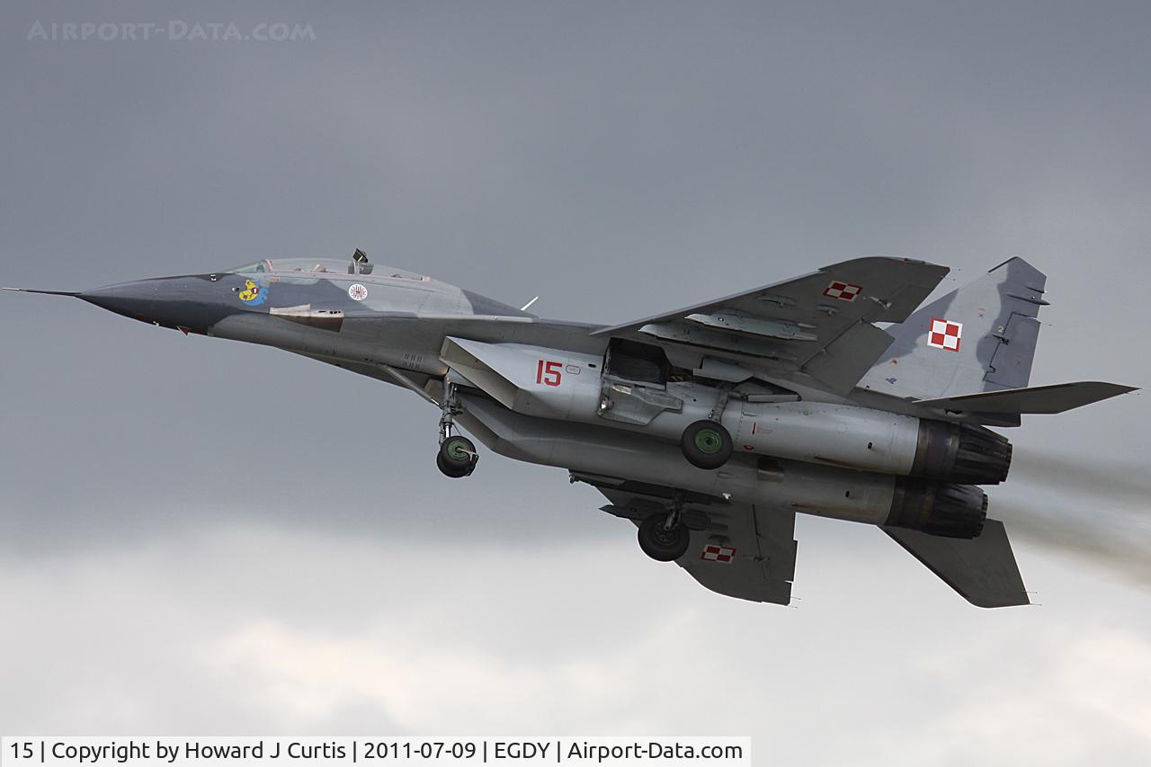 15, Mikoyan-Gurevich MiG-29A C/N N50903014615, Polish Air Force. At Air Day 2011.