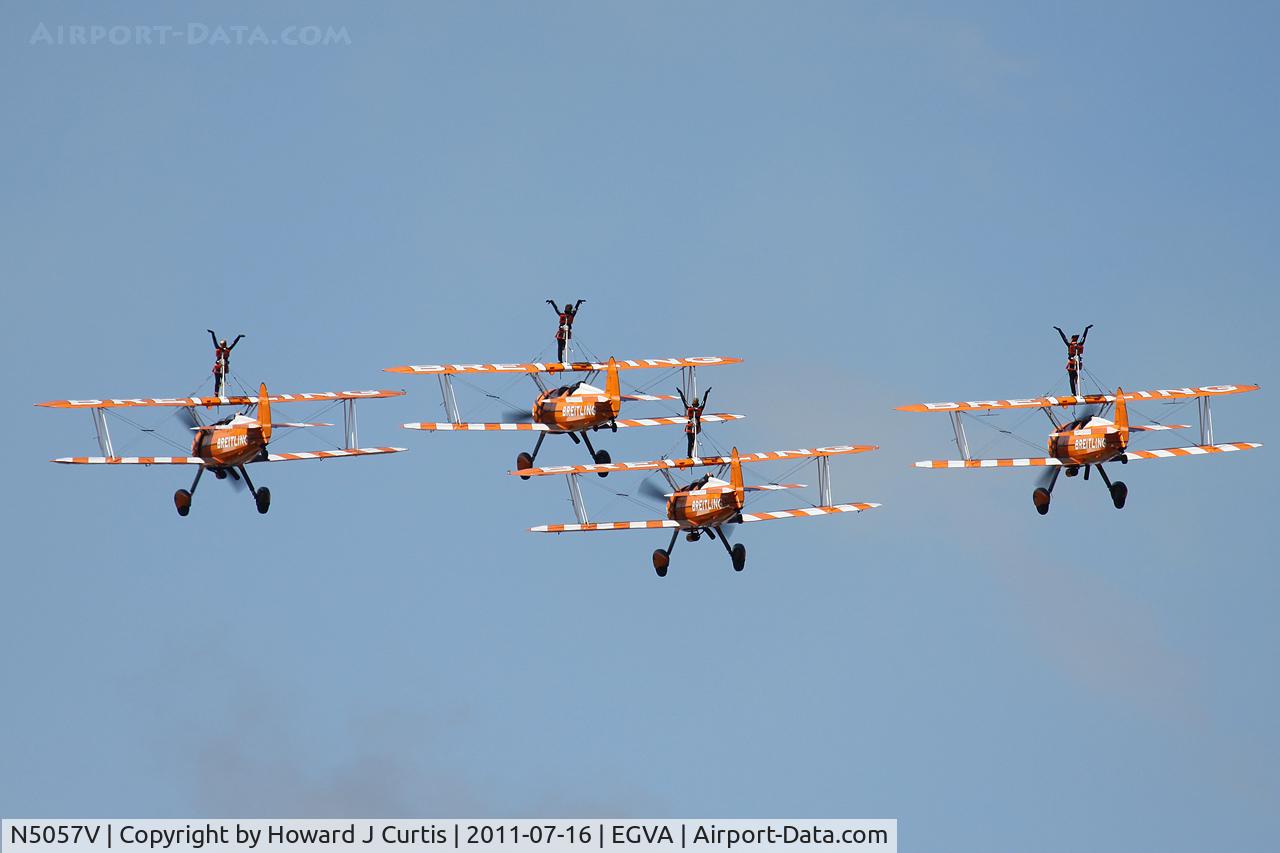 N5057V, 1942 Boeing A75N1(PT17) C/N 75-5598, The Breitling wingwalkers. RIAT 2011.