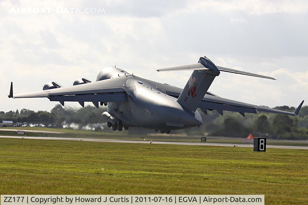 ZZ177, 2010 Boeing C-17A Globemaster III C/N F-227, Departing after RIAT 2011.