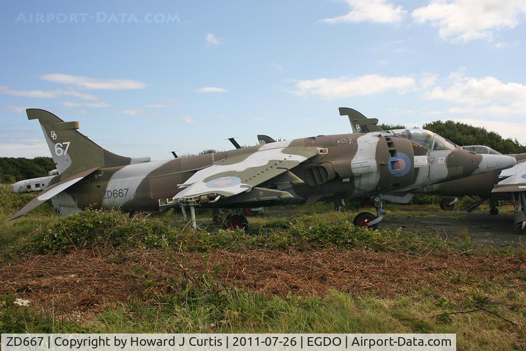 ZD667, 1986 British Aerospace Harrier GR.3 C/N 712228, Coded 67-DD. At the Fire School, Predannack.