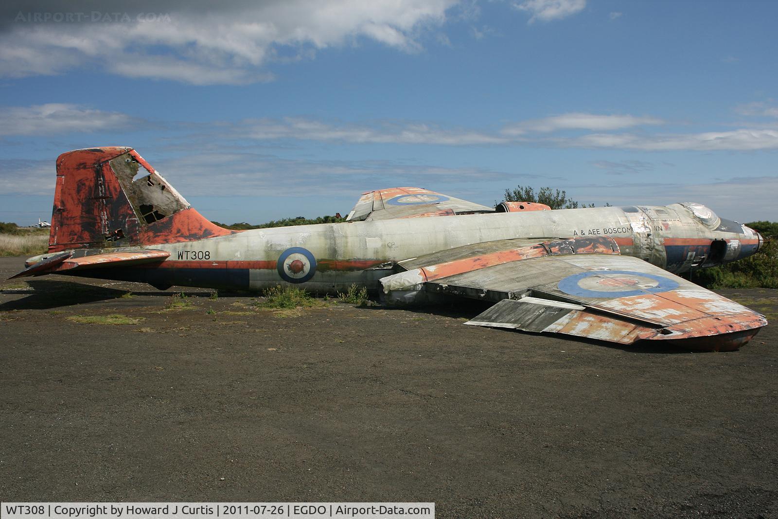 WT308, English Electric Canberra B(I).6 C/N EEP71430, At the Fire School, Predannack. Ex A&AEE Boscombe Down.