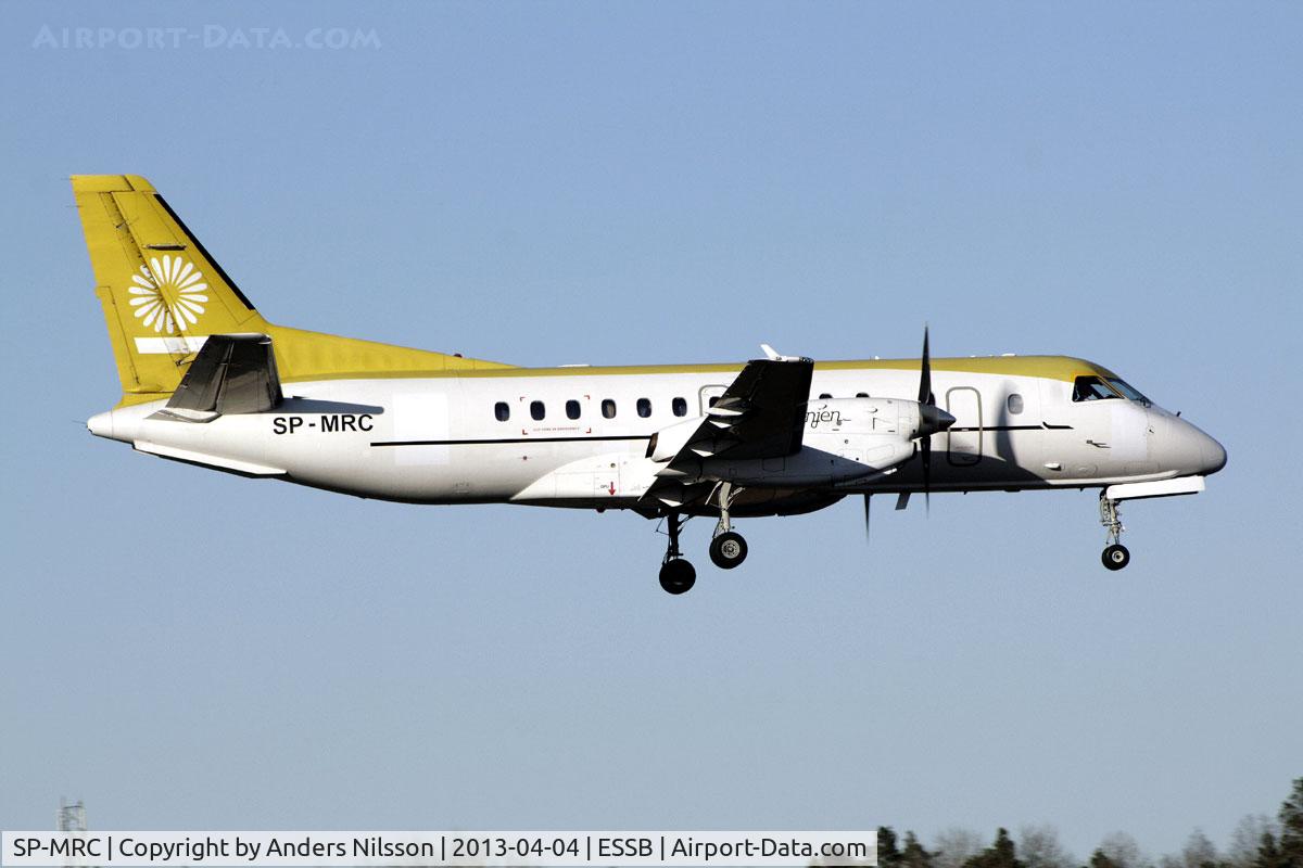 SP-MRC, 1989 Saab 340A C/N 340A-143, Flying for Flyglinjen domestic in Sweden. On final for runway 12.