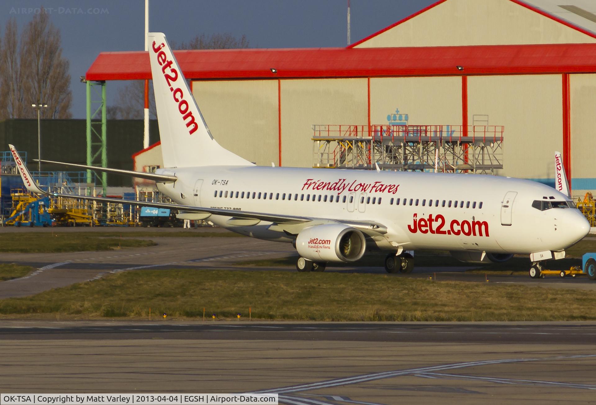 OK-TSA, 2001 Boeing 737-8S3 C/N 29250/792, Being towed to stand 5.