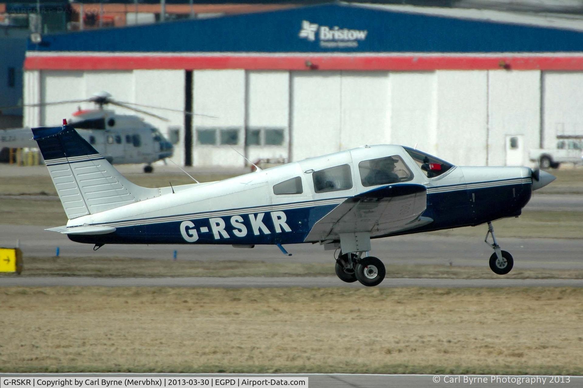 G-RSKR, 1979 Piper PA-28-161 Cherokee Warrior II C/N 28-7916181, Taken from 'The Mound' near Bond Helicopters.
