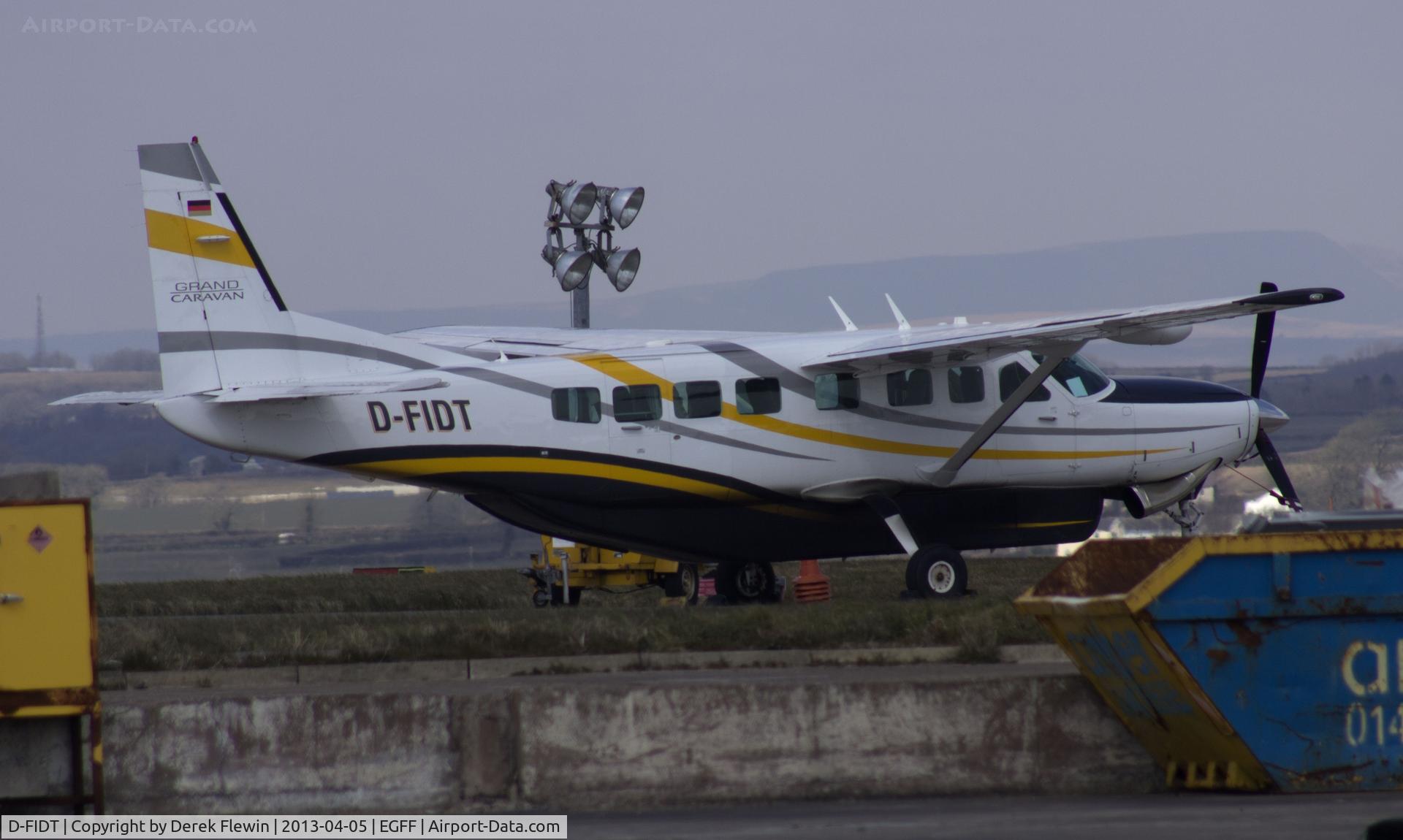 D-FIDT, 2006 Cessna 208B Grand Caravan C/N 208B1197, Parked on the cambrian Apron, departed at 1330 to EDDK. Thanks to S.W.A.G.