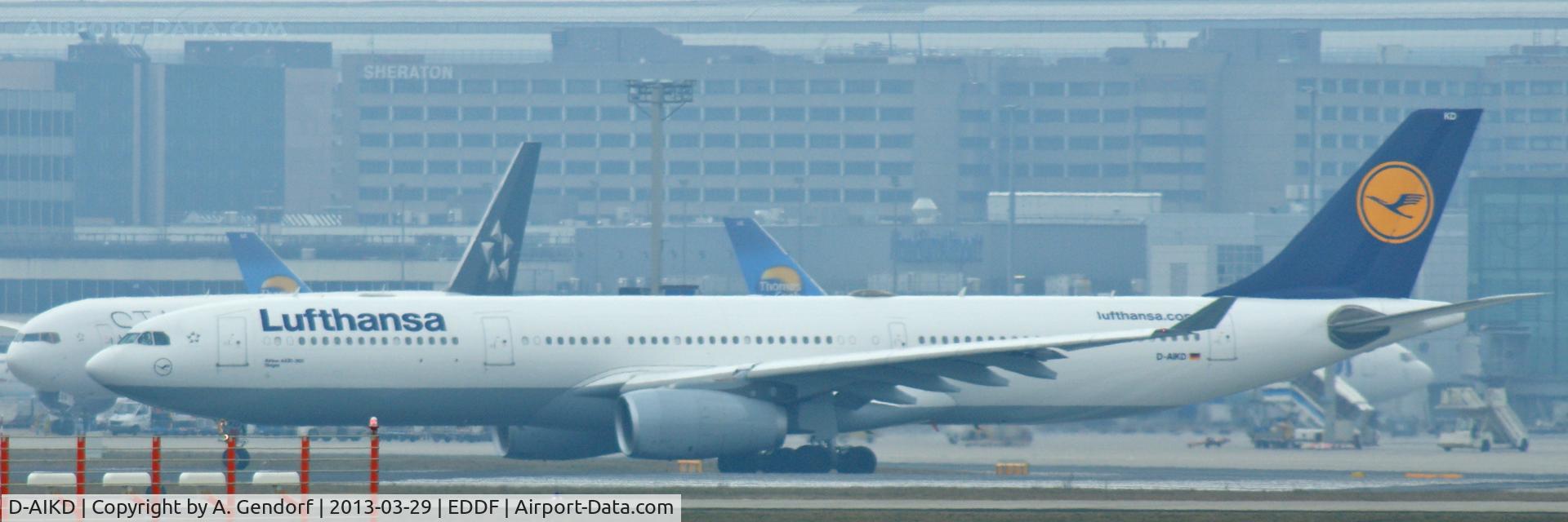 D-AIKD, 2004 Airbus A330-343X C/N 629, Lufthansa, waiting for take off clearence at Frankfurt Int´l (EDDF)