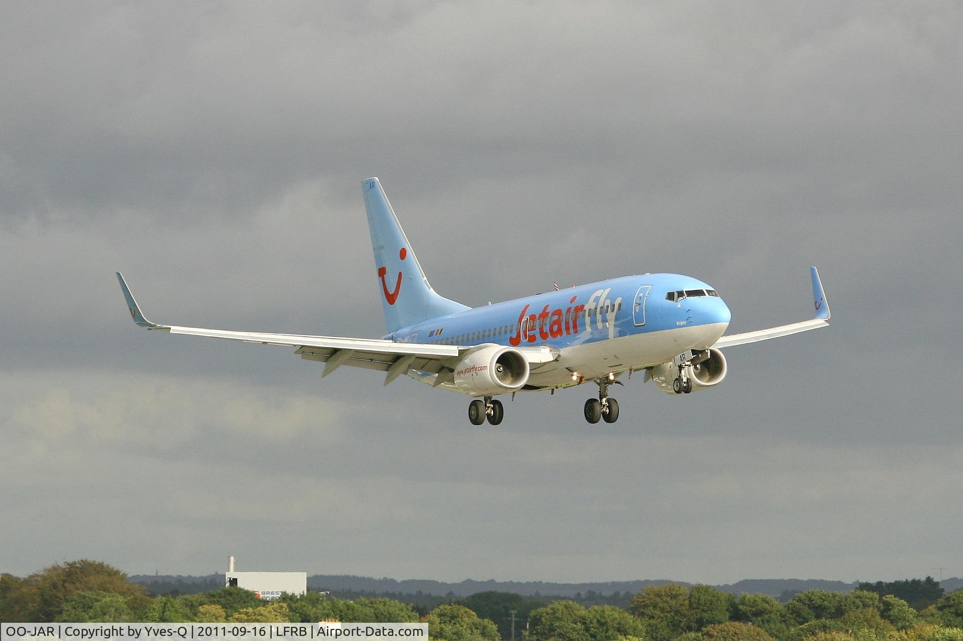 OO-JAR, 2009 Boeing 737-7K5 C/N 35150, Boing 737-7K5, Jetair Fly, On final rwy 25L, Brest-Bretagne Airport (LFRB-BES)