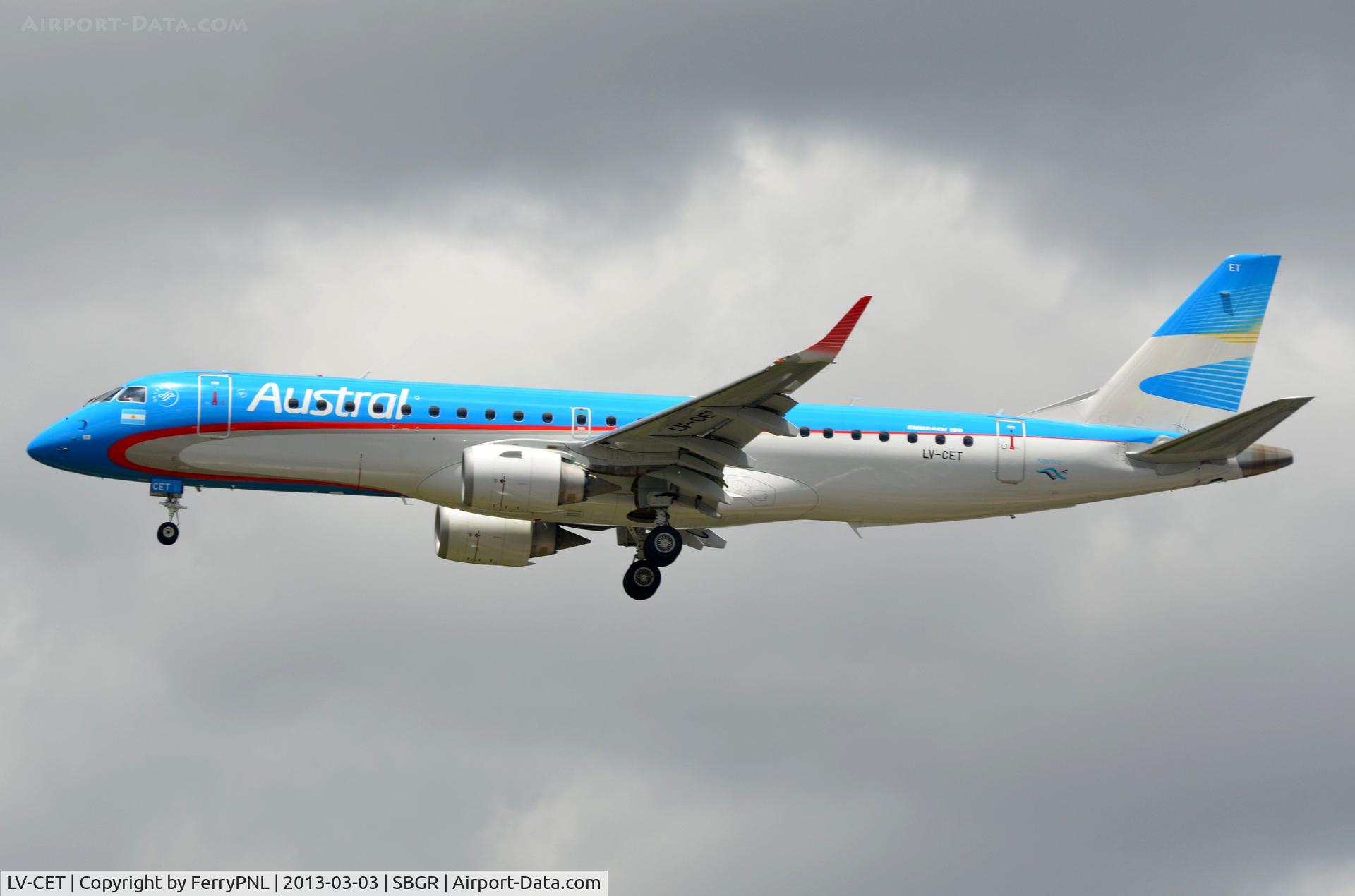 LV-CET, 2010 Embraer 190AR (ERJ-190-100IGW) C/N 19000383, Austral ERJ190 landing