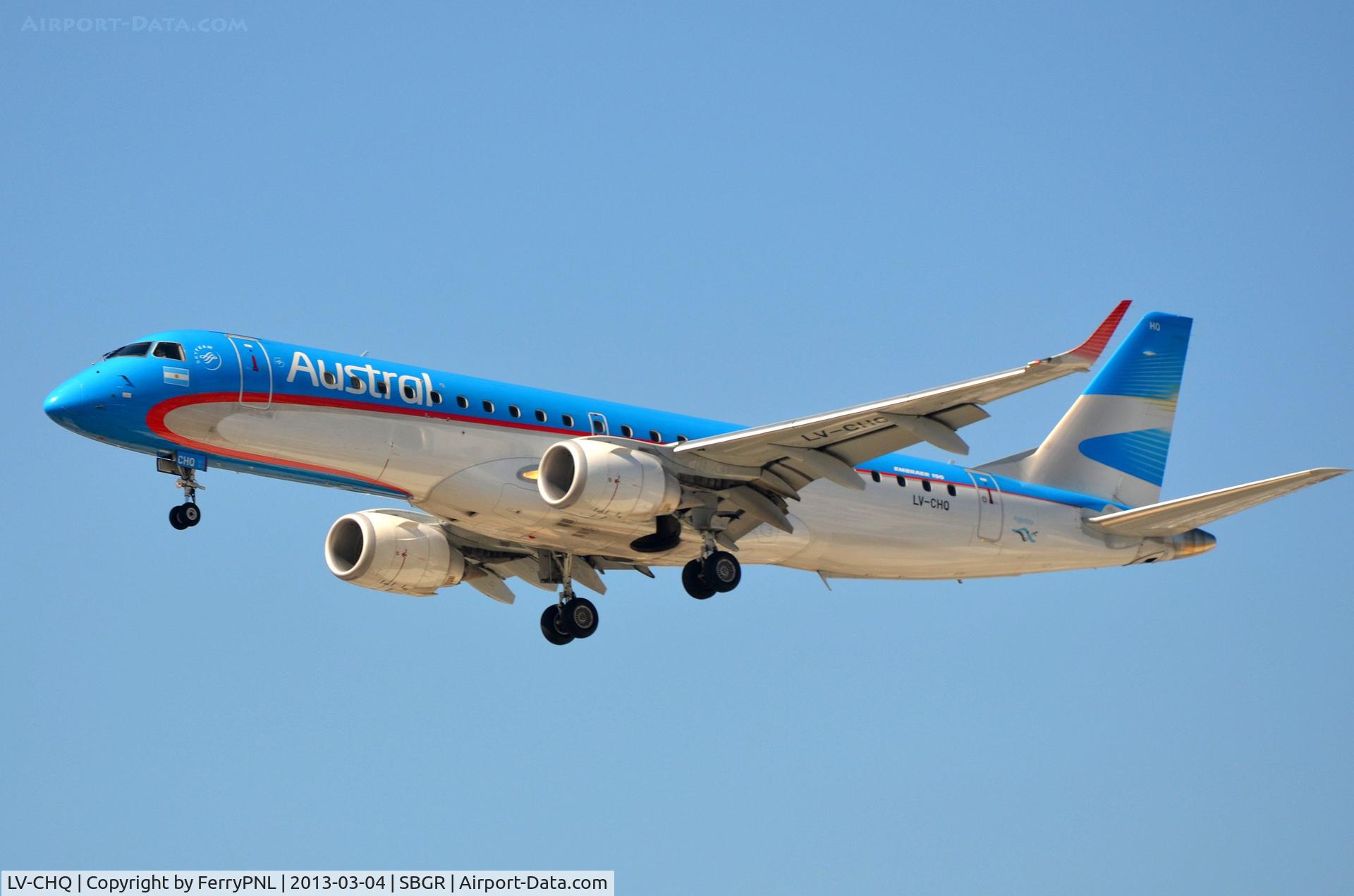 LV-CHQ, 2010 Embraer 190AR (ERJ-190-100IGW) C/N 19000397, Austral ERJ190 arriving in GRU